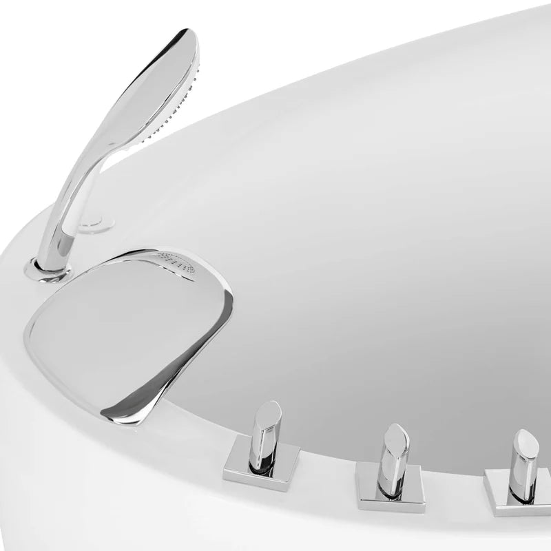 Empava 48 Inch Freestanding Japanese Soaking Bathtub with Air Massage Jets & Reversible Drain - Perfect for Spa-Like Relaxation in Modern Bathrooms