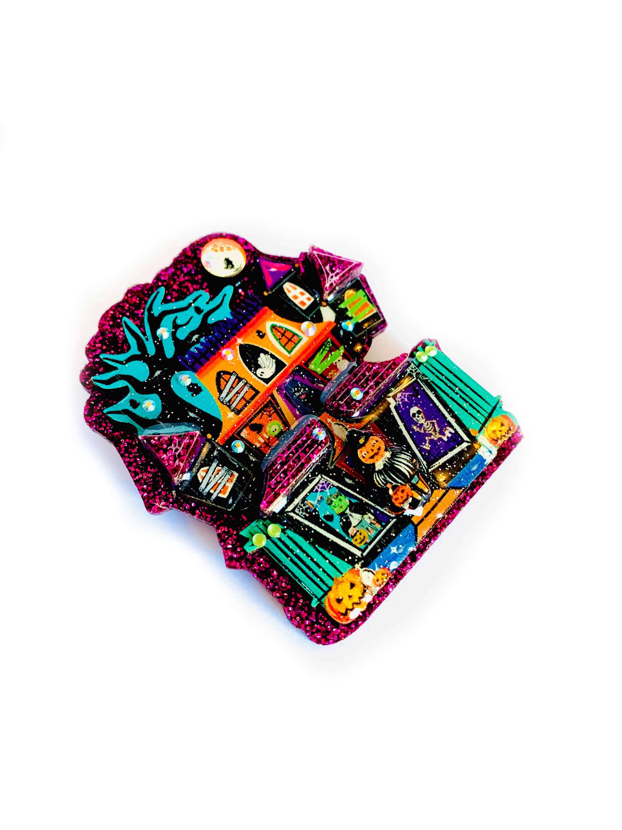 Spooky Halloween House Brooch - Vintage Gothic Pin by Rosie Rose Parker - Perfect for Costumes, Jackets & Accessory Collections