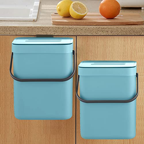 LALASTAR 5L/1.3 Gal Small Trash Can with Lid - Sealed Kitchen Compost Bin for Countertop, Under Sink, Bathroom & RV - Odor-Free Food Waste Bin for Indoor Use - Perfect for Home, Office & Travel (Blue)