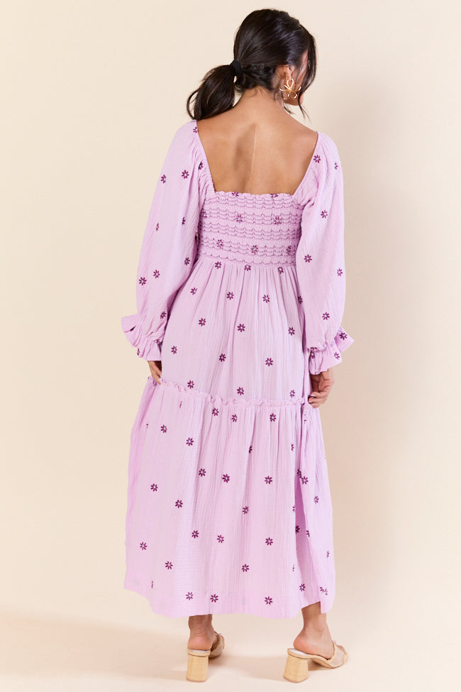 Elegant Purple Smocked Floral Maxi Dress for Women - Perfect for Weddings, Parties & Summer Vacations