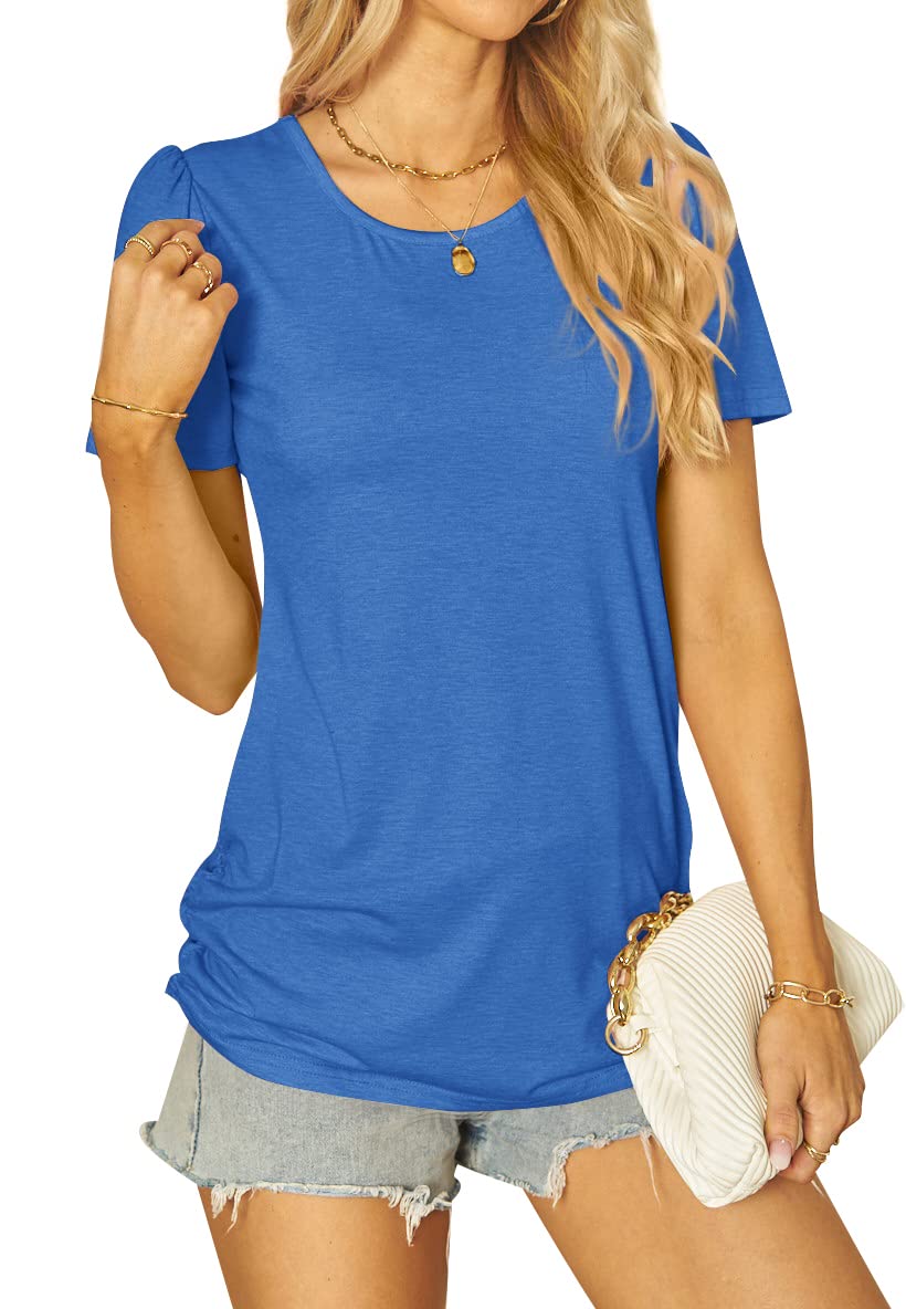 Women's Casual Tunic Tops with Side Shirring - Basic Comfort Shirt for Everyday Wear | Perfect for Work, Weekend Outfits & Relaxing at Home