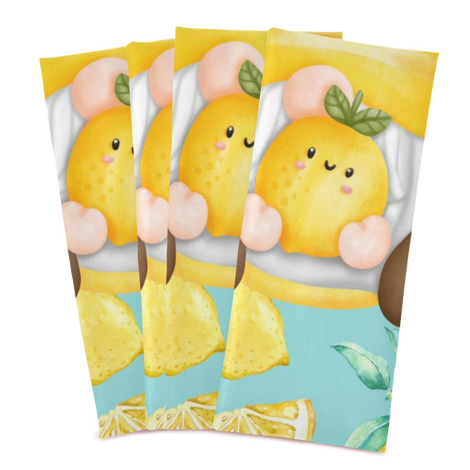 Gnome Lemon Teal Yellow Kitchen Towels Set of 4 - Super Absorbent Microfiber Dish Towels for Farmhouse Decor | Quick-Dry Hand Towels & Dishcloths for Kitchen Cleaning, Cooking & Hosting