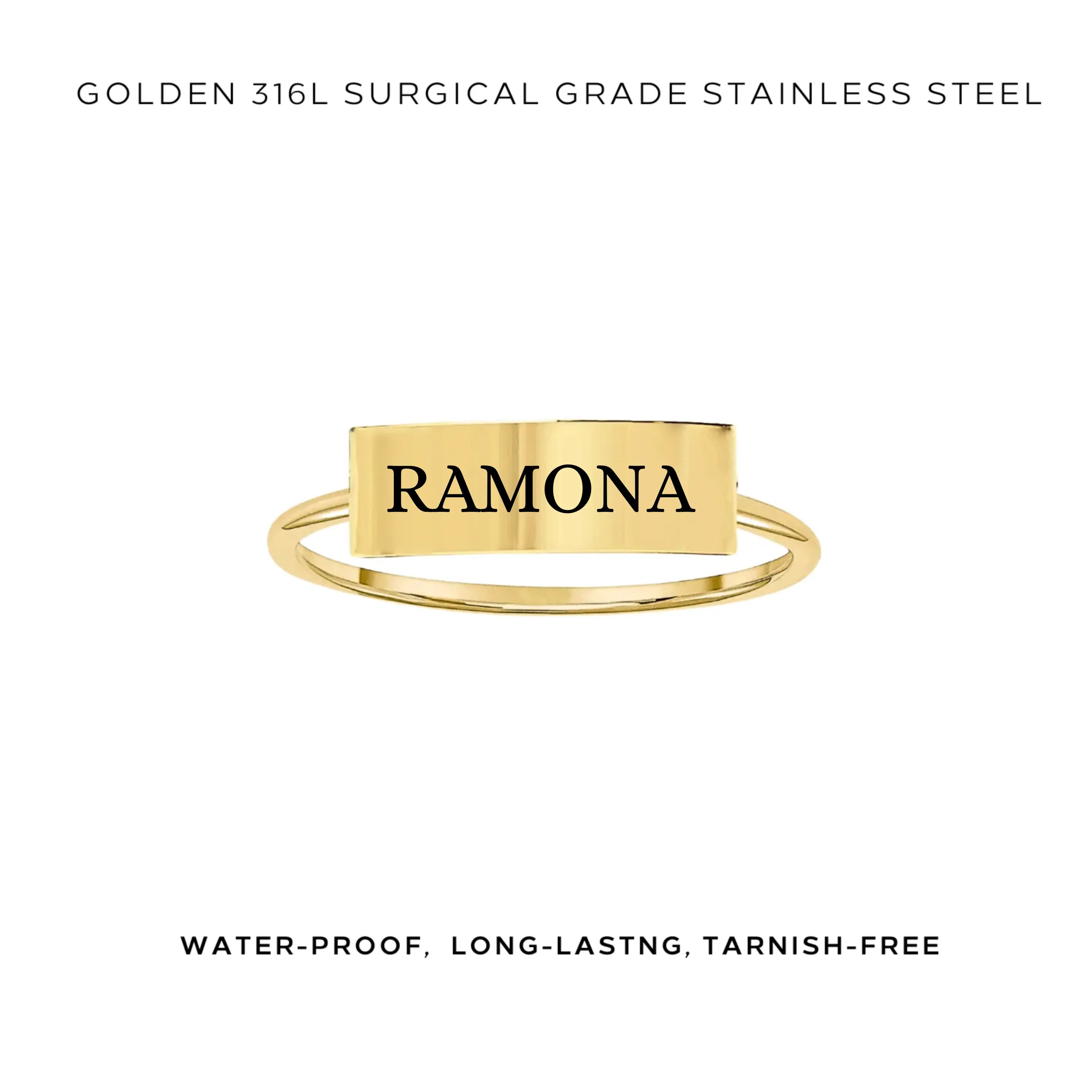 Personalized Engraved Rectangle Bar Ring - Custom Name & Date - $35.00 - Perfect for Anniversary Gifts, Couple Rings & Special Occasions