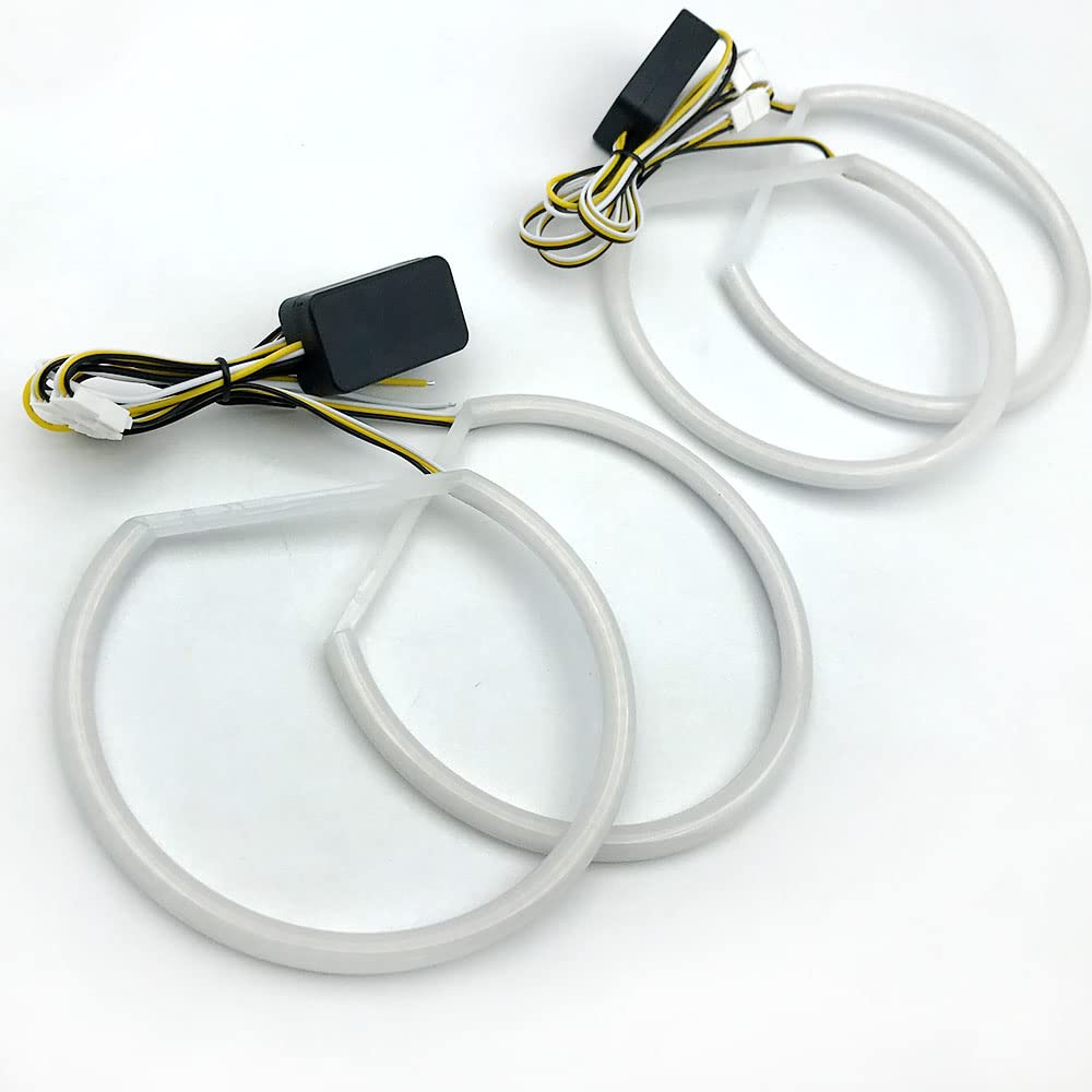 BMW E46 3 Series LED Angel Eyes Halo Ring Kit - White & Amber for Daytime Running Lights | Non-Xenon Headlights Upgrade