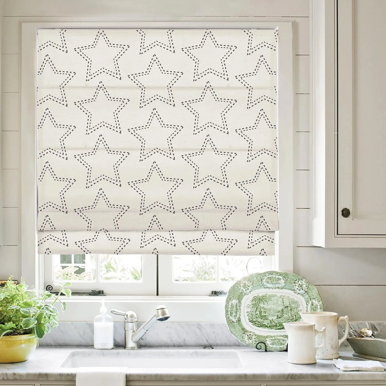 Printed Roman Shade Cord Lift - Elegant Window Treatment for Home & Office Decor | Easy Pull Cord System for Roman Blinds | Perfect for Living Rooms, Bedrooms & Offices
