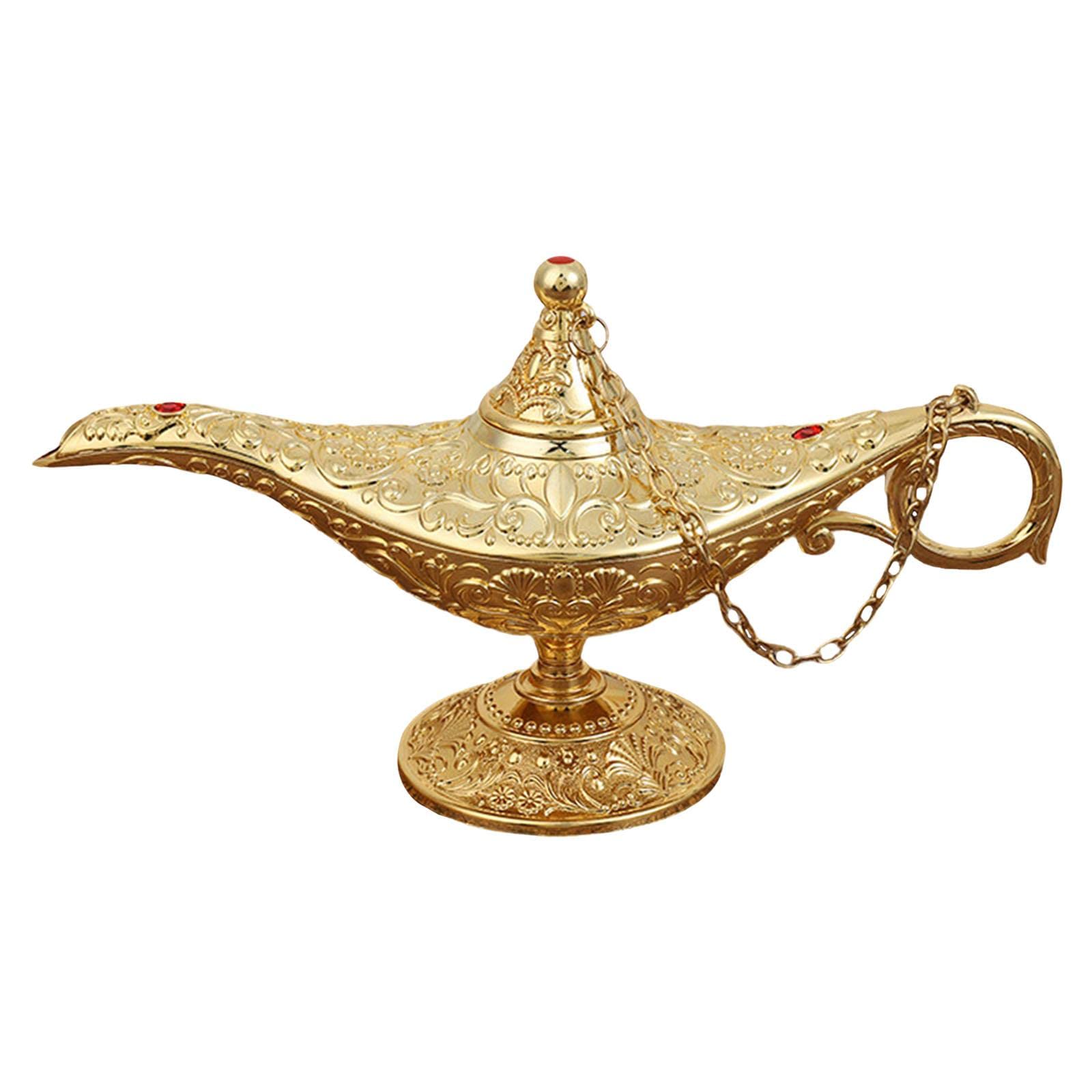 Vintage Arabian Style Fairy Tale Tea Lamp - Gold Handcrafted Collectible for Halloween Decor, Home Decor, and Costume Party Props | Perfect for Themed Events, Bedroom Lighting, and Gift Ideas