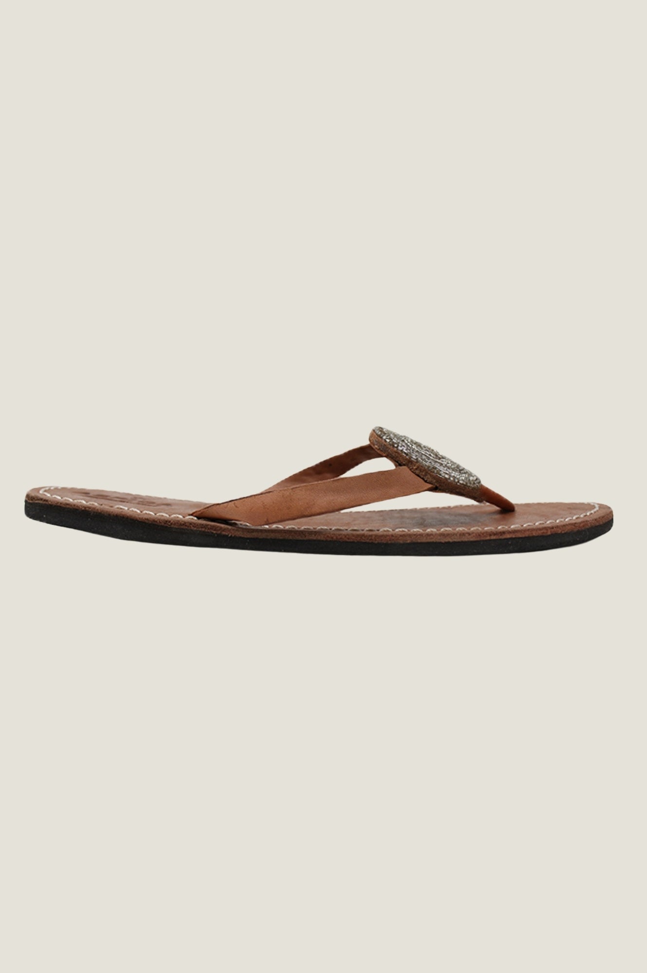 Stylish Silver Disc Leather Sandals for Women - Comfortable Summer Beach & Casual Walking Sandals