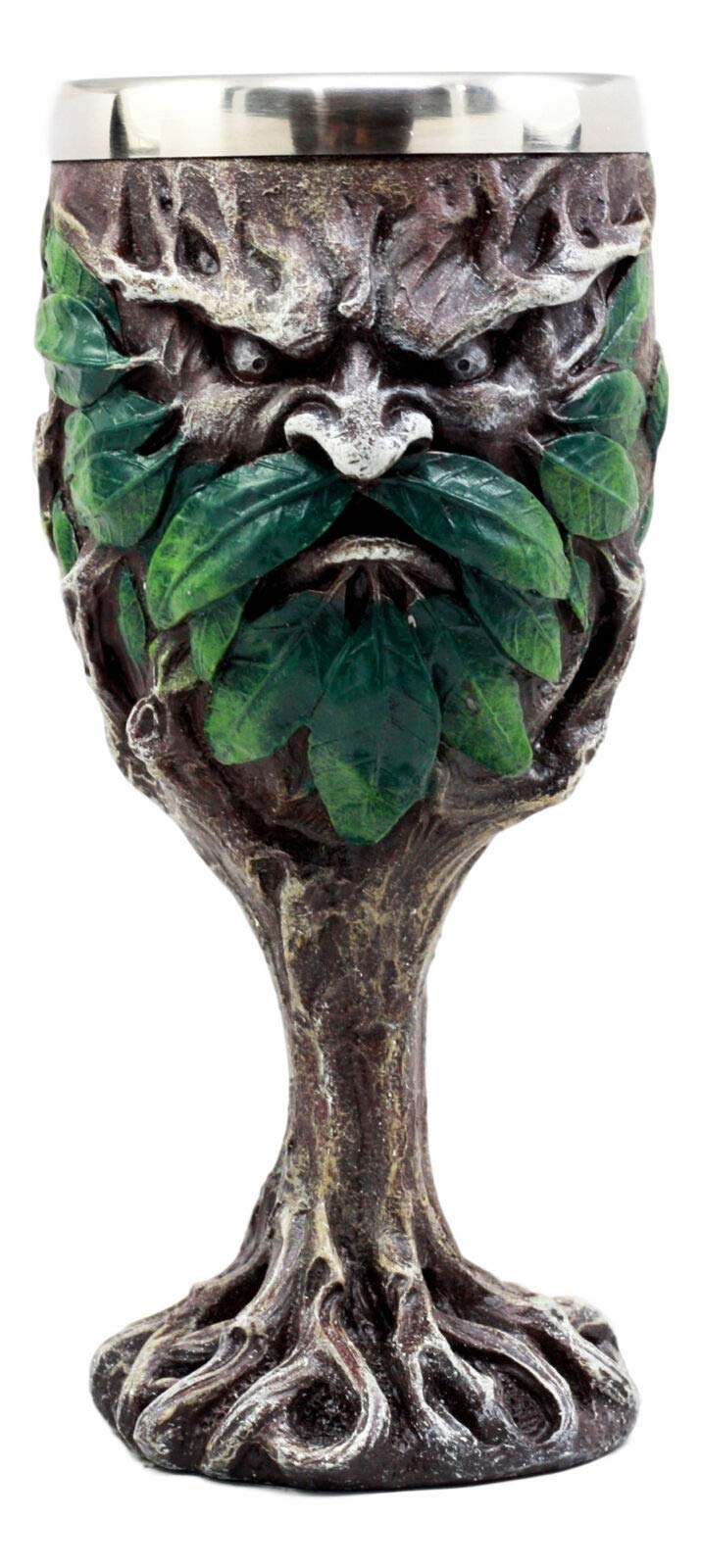 Greenman Celtic Goblet 7 Inch Tall Wine Glass - Handcrafted Ceramic Chalice for Beer, Mead & Beverages - Perfect for Medieval Themed Parties, Renaissance Fairs & Home Decor