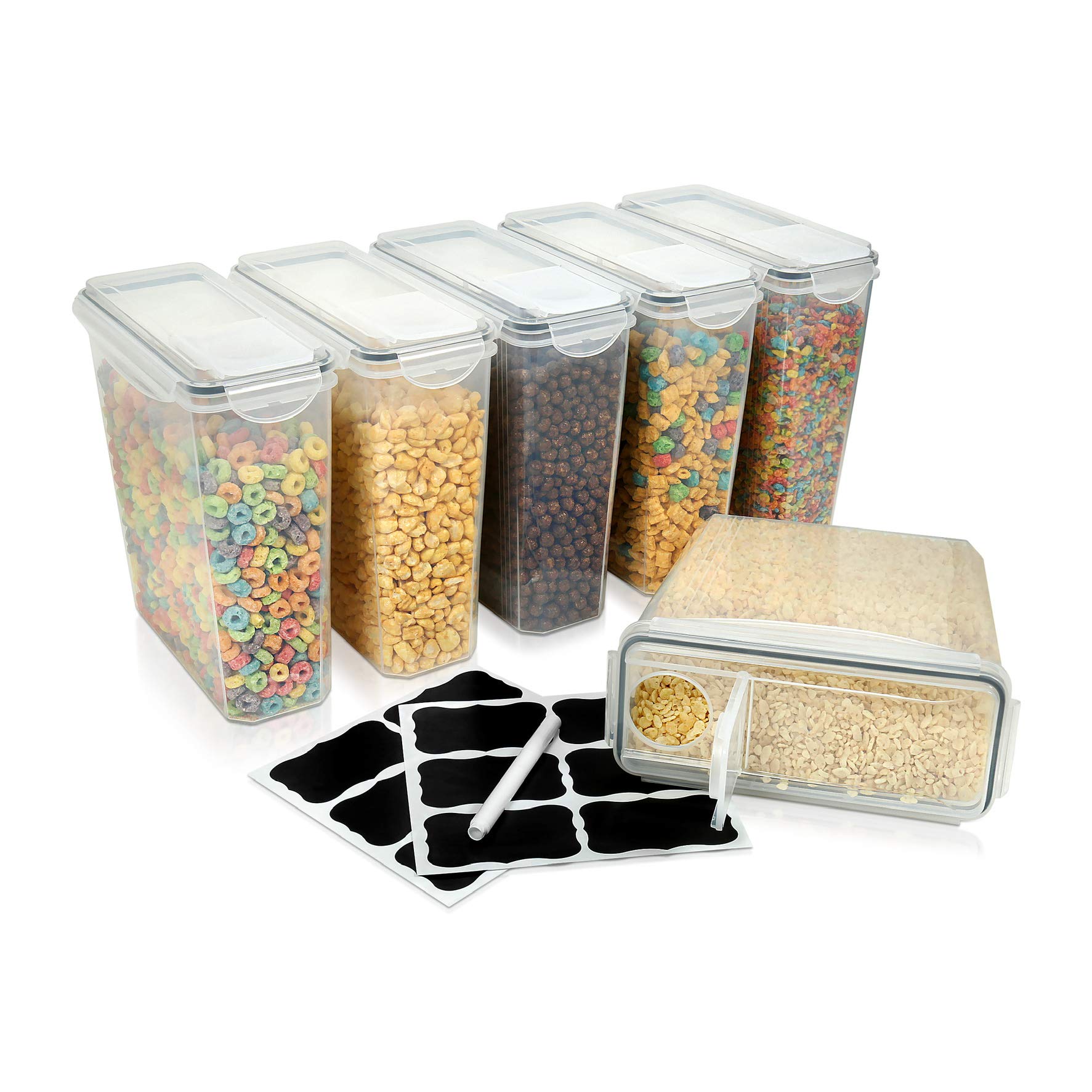 6-Pack Airtight Cereal Storage Containers – Large Kitchen & Pantry Food Storage Set for Keeping Cereals Fresh & Crunchy | Perfect for Breakfast Organization, Snack Storage, and Bulk Food Preservation