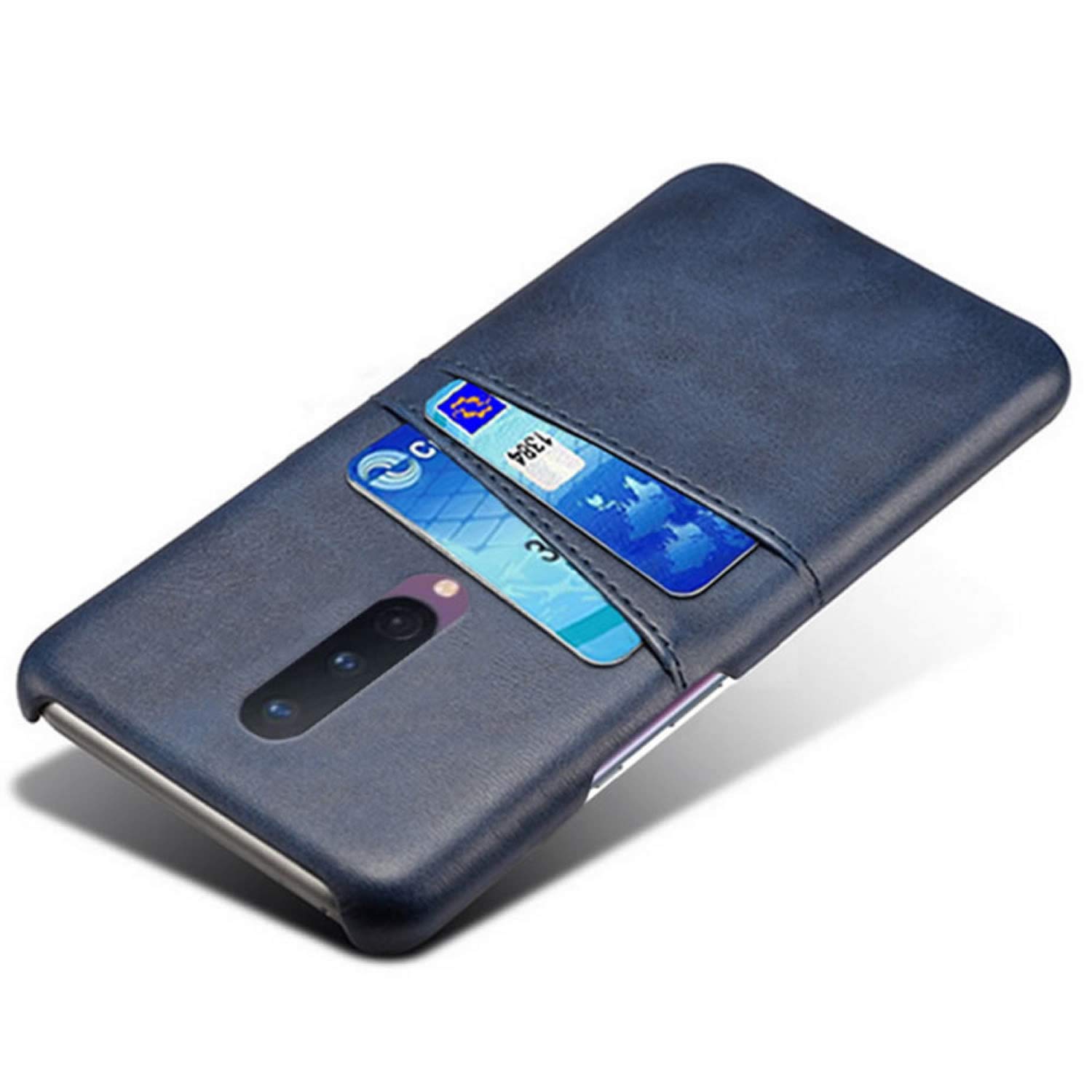 Premium PU Leather Ultra Slim Shockproof OnePlus 8 Phone Case with Card Slot Holder - Durable & Stylish Protection for Everyday Use, Travel & Work (Blue)