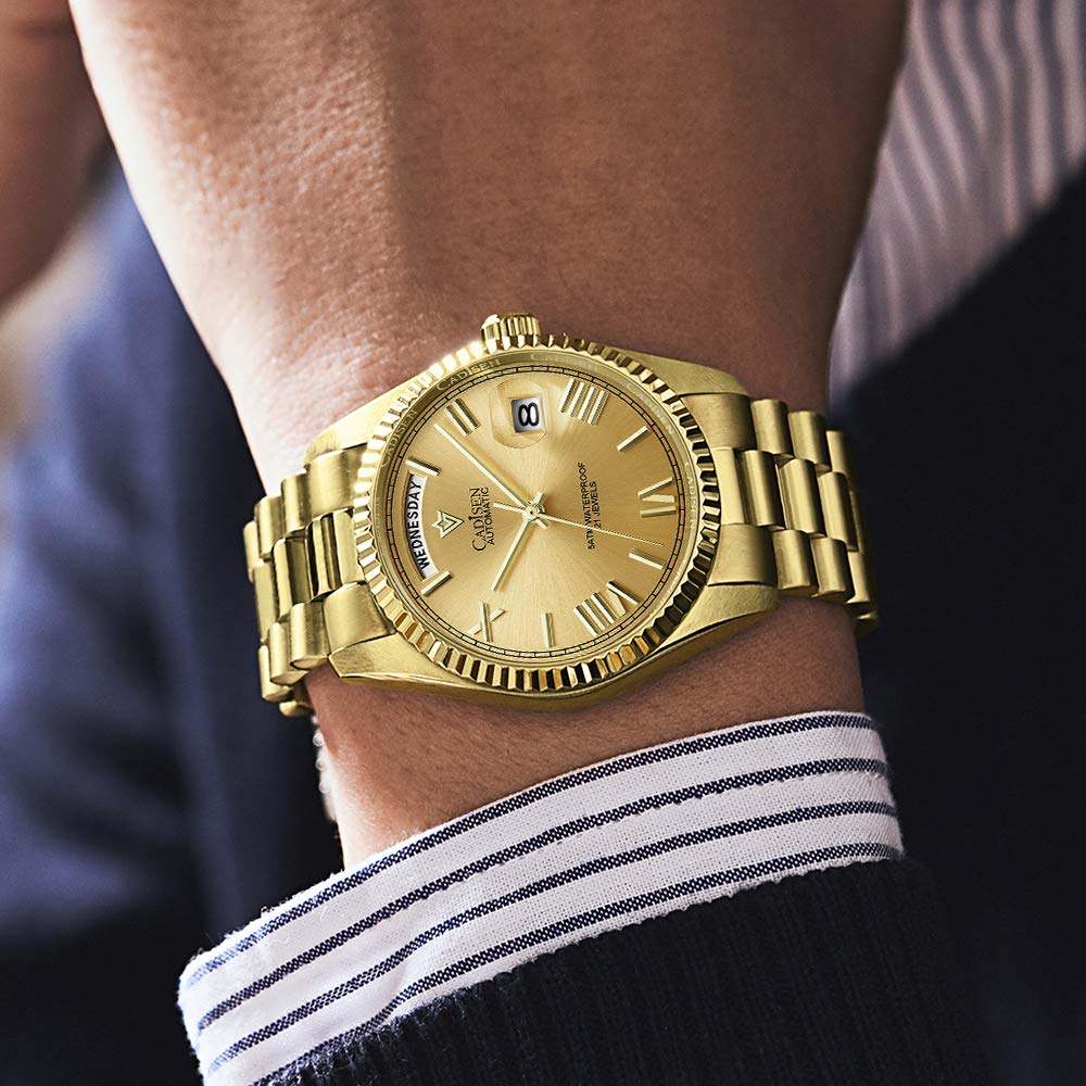 CADISEN Men's Automatic Mechanical Watch with MIYOTA 8285 Movement, Sapphire Crystal, Waterproof - Stylish Casual Dress Watch for Business, Dating & Everyday Wear