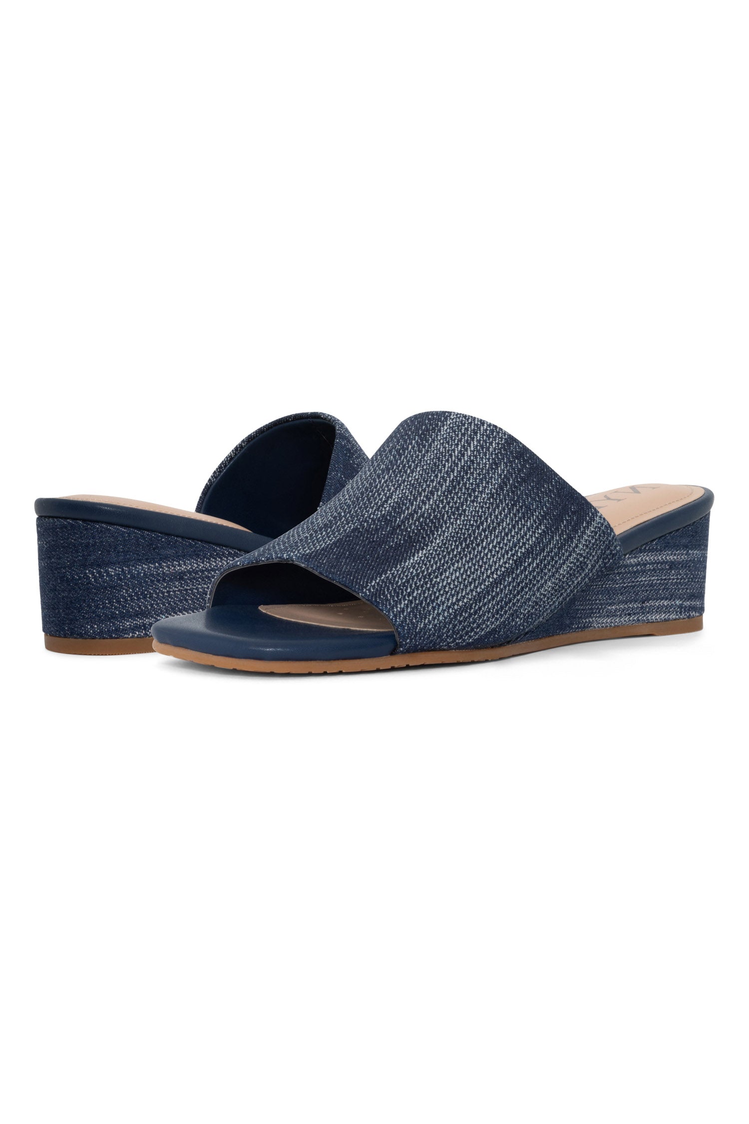 Claudine Women's Wedge Mule Sandals - Dark Blue Slip-On Comfort Shoes for Casual Outings & Summer Beach Wear