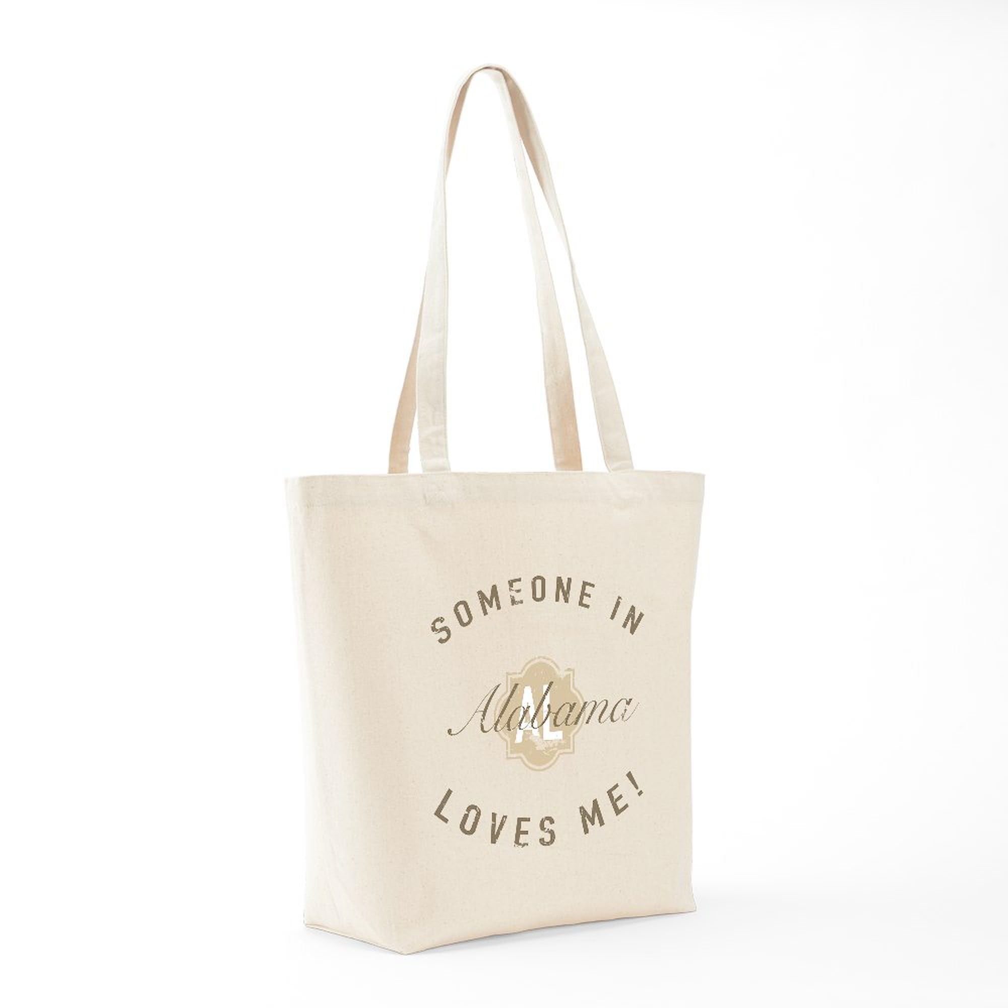 Reusable Natural Canvas Tote Bag - Someone in Alabama Design | Eco-Friendly Shopping Bag for Groceries, Beach, Work & Travel