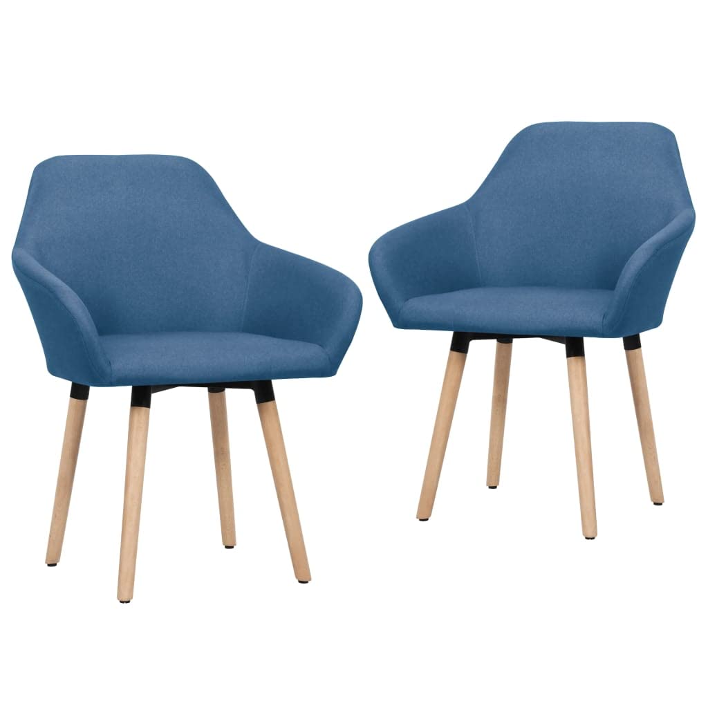 2-Piece Fabric Dining Chairs Set - Mid-Century Upholstered Armchairs with Solid Wood Legs in Blue | Perfect for Living Room, Dining Room, and Guest Seating