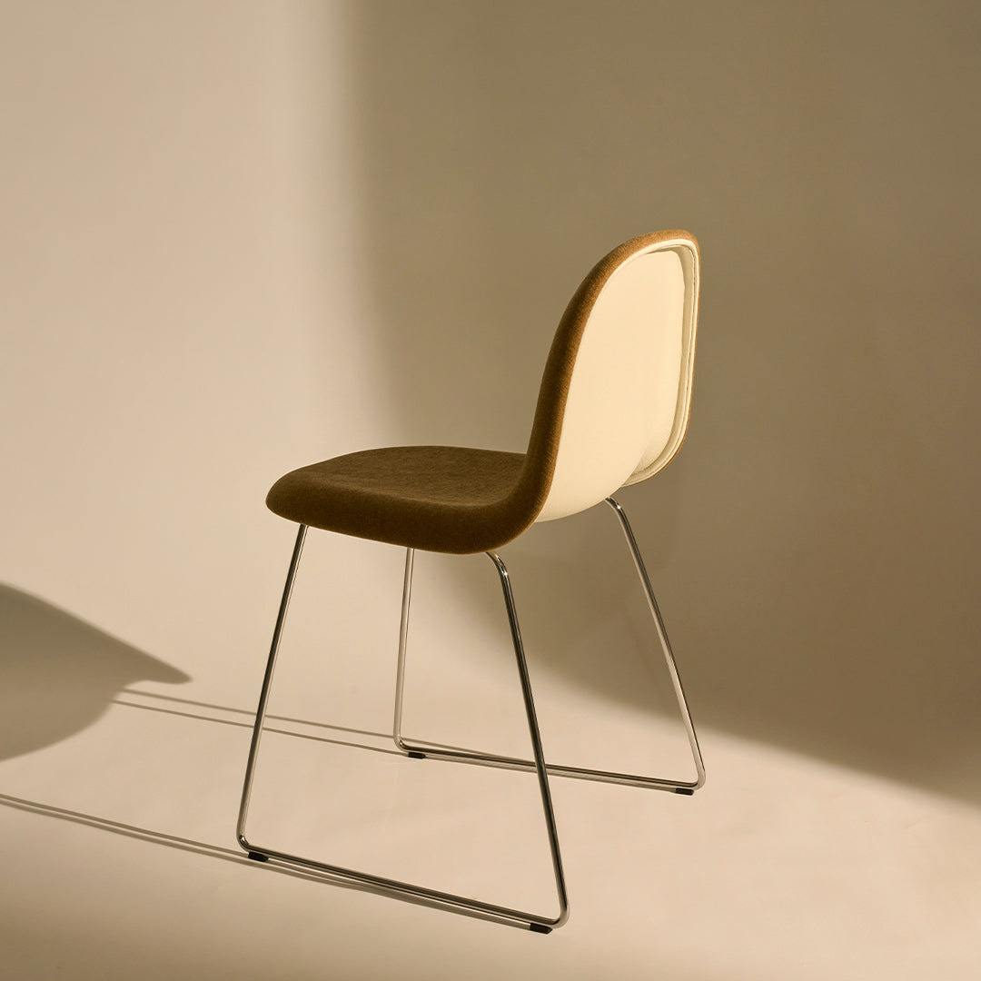 Gubi 3D Dining Chair with Sledge Base - Front Upholstered Modern Design for Kitchen, Dining Room & Restaurant | Comfortable & Stylish Seating Solution