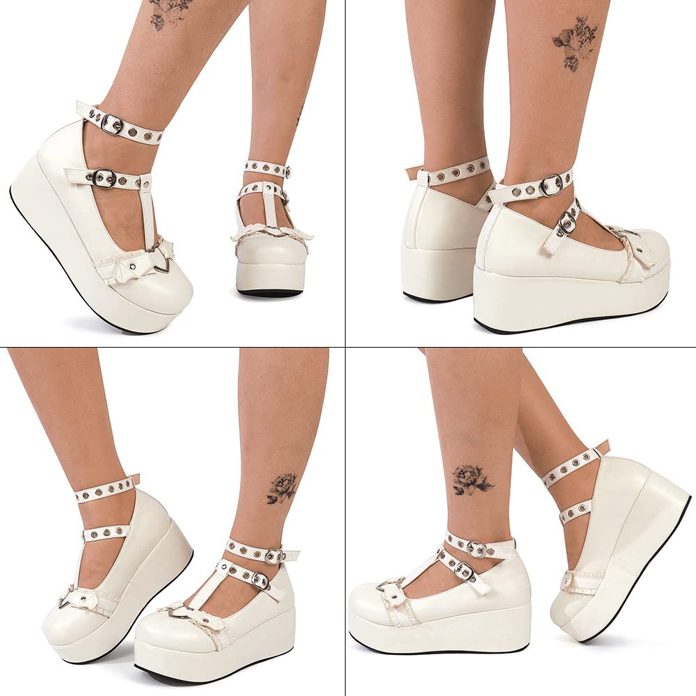 CELNEPHO Women's Mary Jane Shoes - Cute Ankle Strap Platform Wedge High Heel Pumps for Party, Gothic & Dress Occasions | Comfortable & Stylish Women's Fashion Shoes for Weddings, Date Nights & Special Events