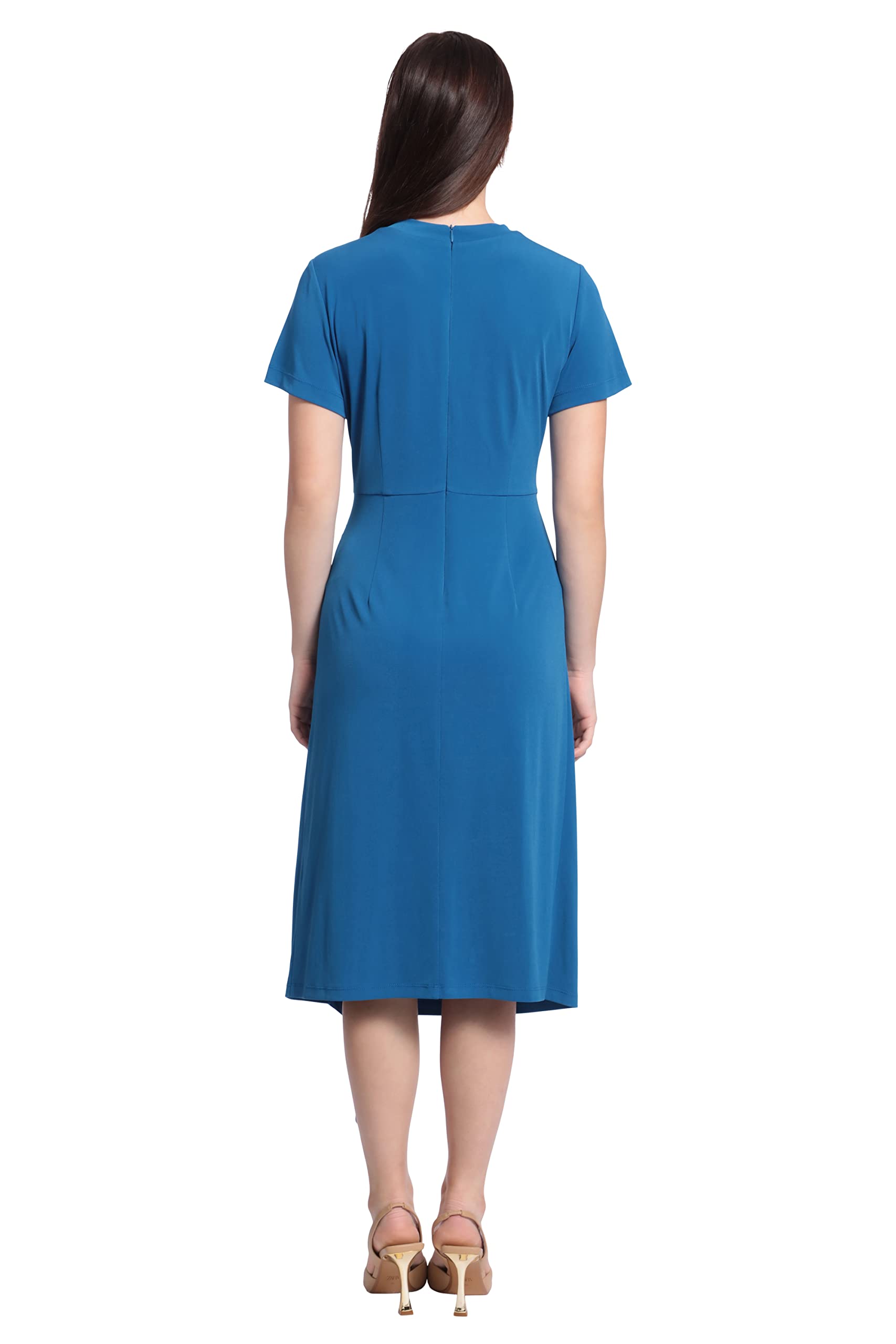 Maggy London Women's Short Sleeve Draped Front Matte Jersey Dress for Work, Office, Business Casual & Special Events | Flattering Wrap Style for Weddings, Parties & Professional Occasions