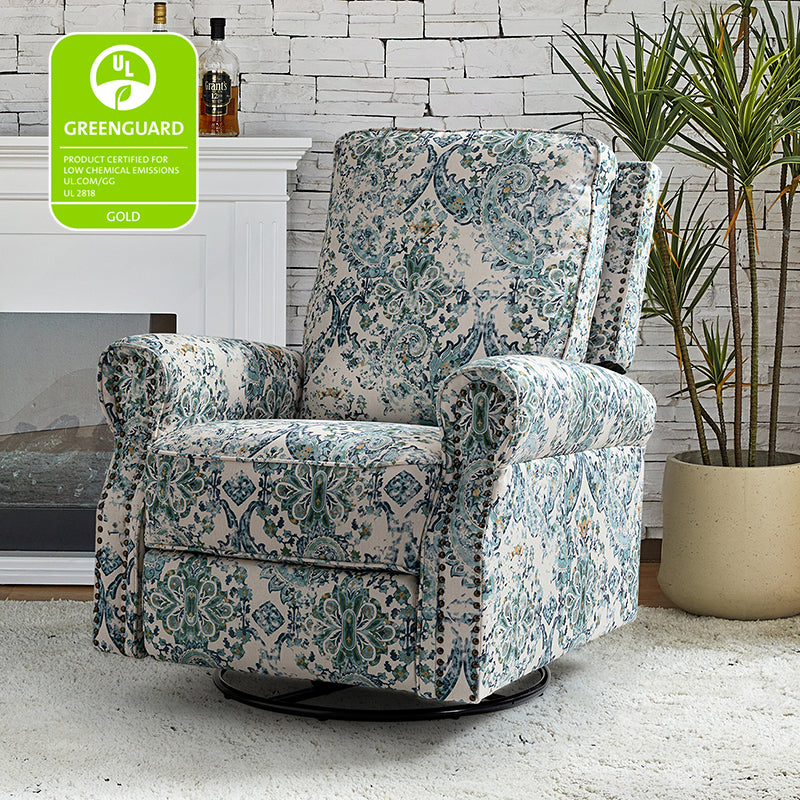 Comfortable Nikola Swivel Glider Recliner Chair - 360° Rotation & Smooth Gliding Motion - Perfect for Living Room, Nursery, or Home Theater Relaxation