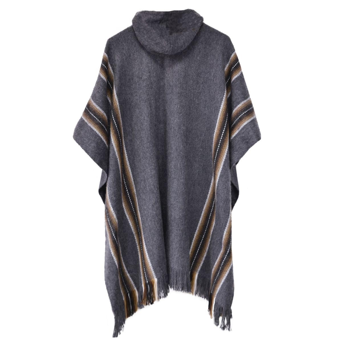 Genuine Alpaca Poncho for Women - Soft Knitted Wrap Cape Shawl - Dark Gray One Size - Perfect for Fall Winter Fashion, Travel & Outdoor Activities