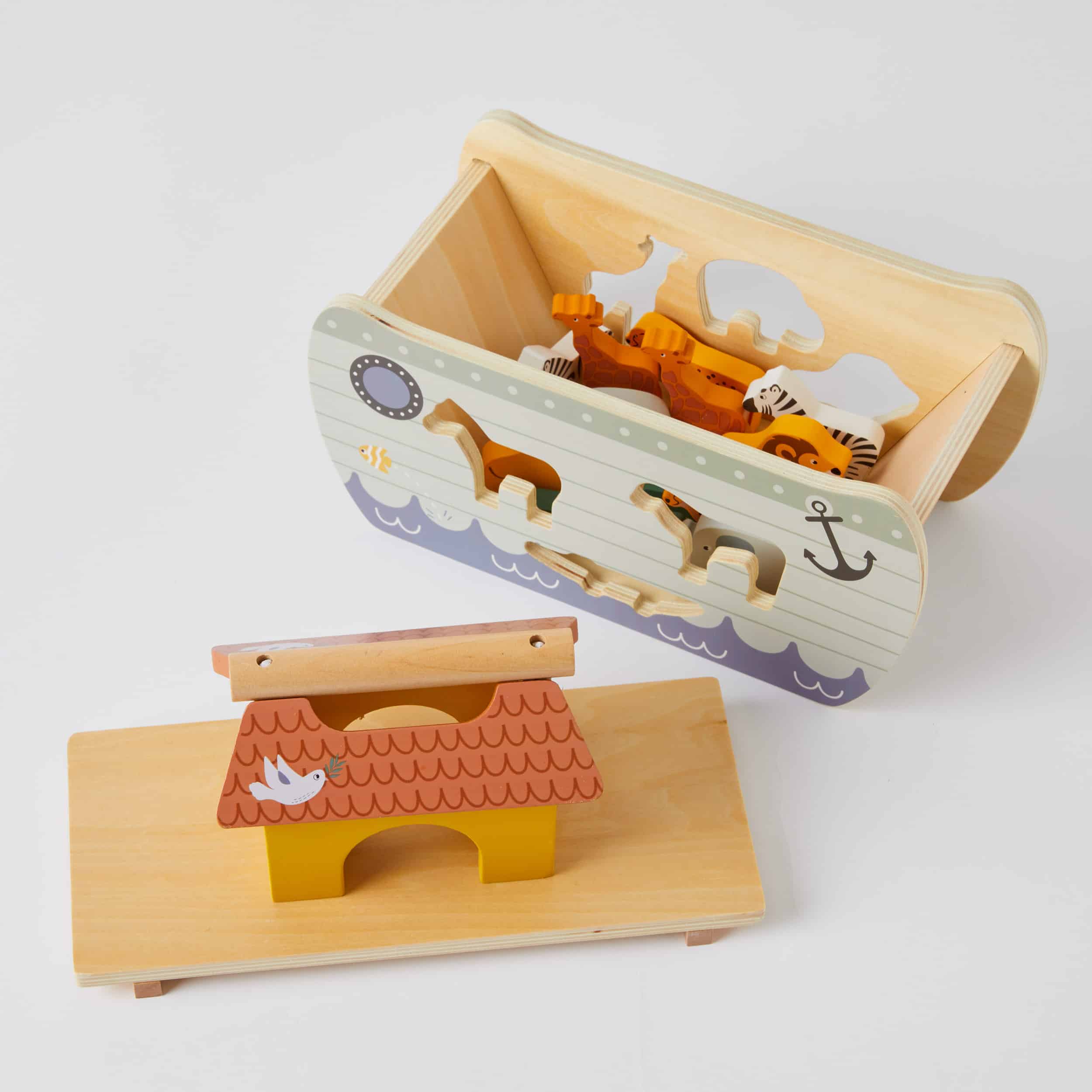 Wooden Noah’s Ark Shape Sorter Toy - Educational Animal Matching Game for Toddlers - Perfect for Early Learning & Montessori Playtime