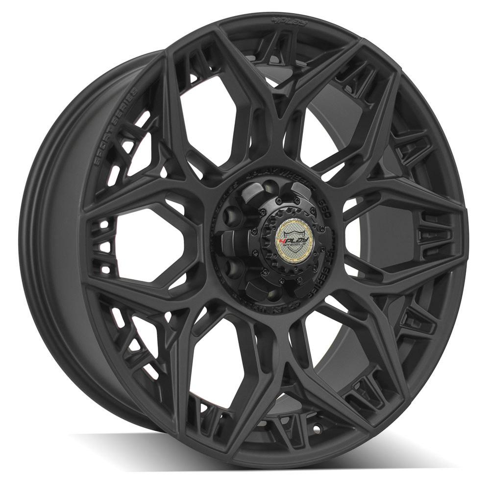 4Play Sport Series 4PS60 Satin Black Wheel 22x9.0 0 Offset 6x135/6x139.7mm Bolt Pattern 106.1mm Hub - Perfect for Ford F150, Chevy Silverado & Off-Road Trucks