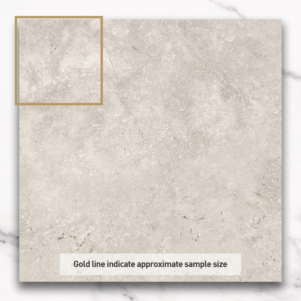Premium Kronos Light Grey 300x300mm Porcelain Tiles - Matte Travertine Look - Perfect for Bathroom, Kitchen & Living Room Flooring