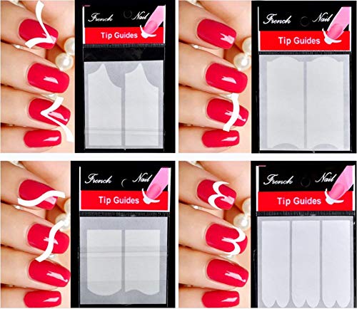 10 Sheet French Manicure Nail Stickers - DIY Nail Art Guide Stencils for Salon & Home Use | Nail Decorations with 10 Stylish Designs | Perfect for Parties, Weddings & Everyday Manicures