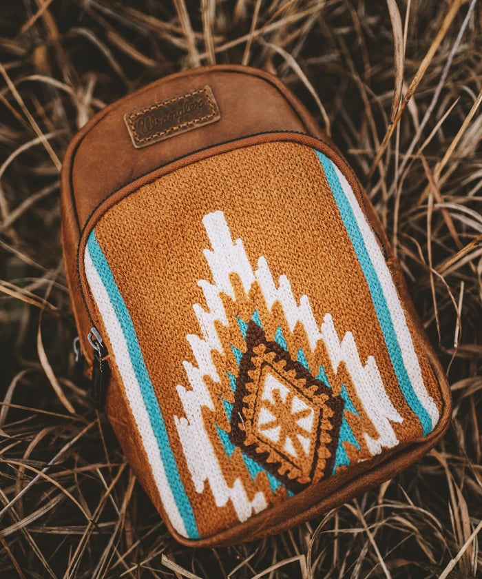 Wrangler Aztec Knitted Sling Bag - Stylish Crossbody Purse for Women & Men - Perfect for Travel, Hiking & Everyday Use