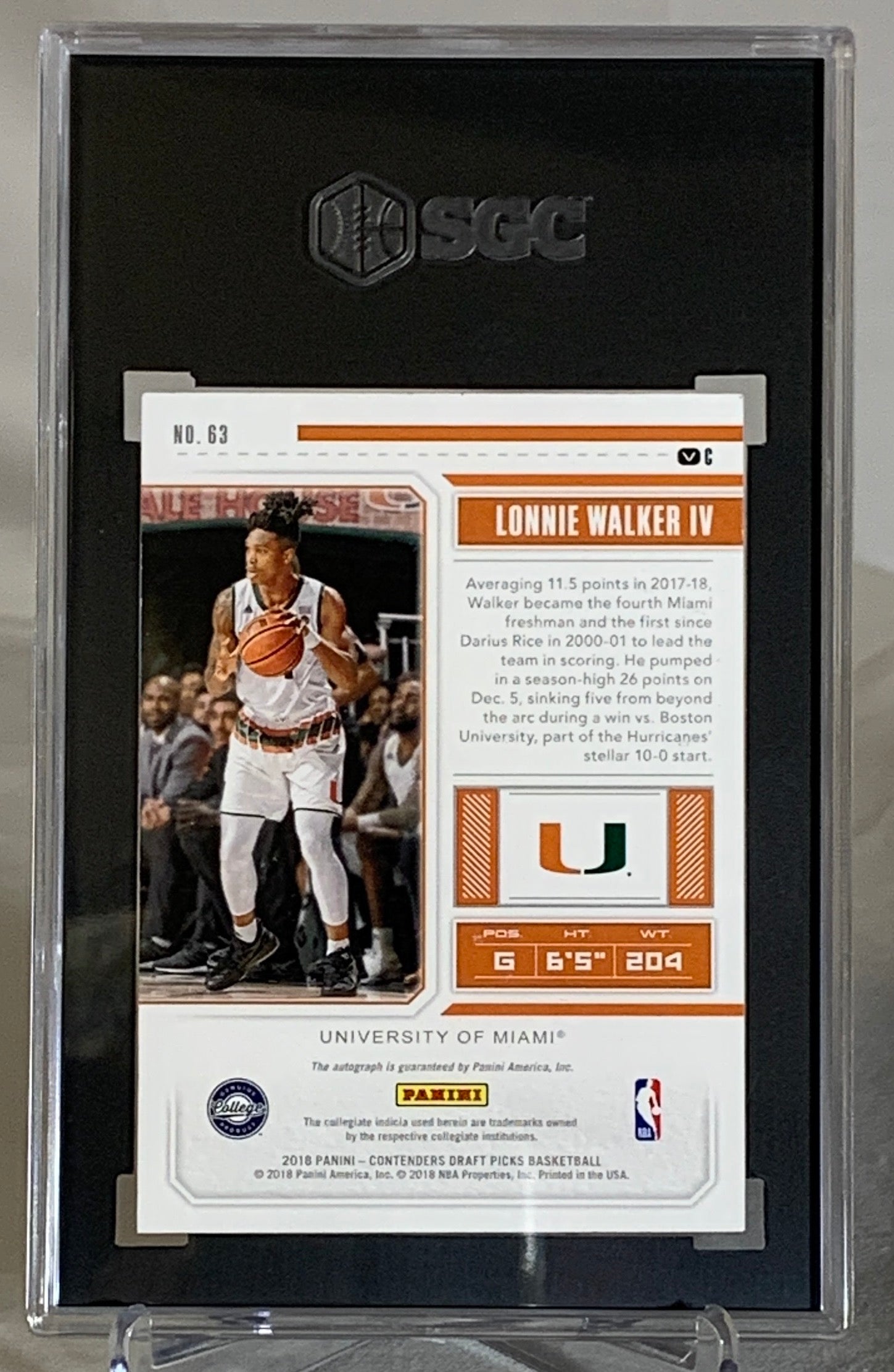 2018-2019 Panini UM Lonnie Walker IV AUTO 25/25 SGC 10/9 GEM Mint Basketball Card #8432722 - Perfect for NBA Collectors, Sports Memorabilia Displays & Investment Collections