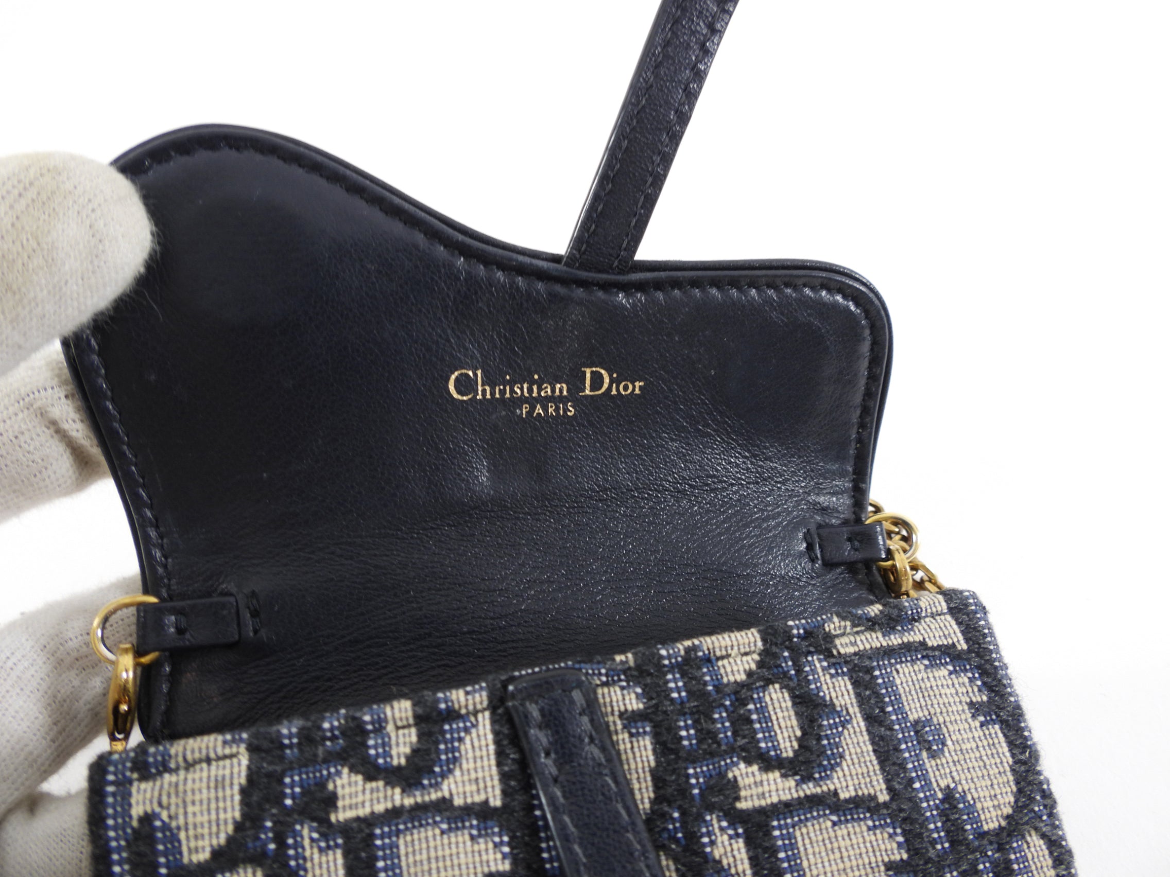 Dior Blue Oblique Canvas Micro Saddle Crossbody Bag for Women - Luxury Designer Handbag for Everyday Use, Date Night & Travel Accessories