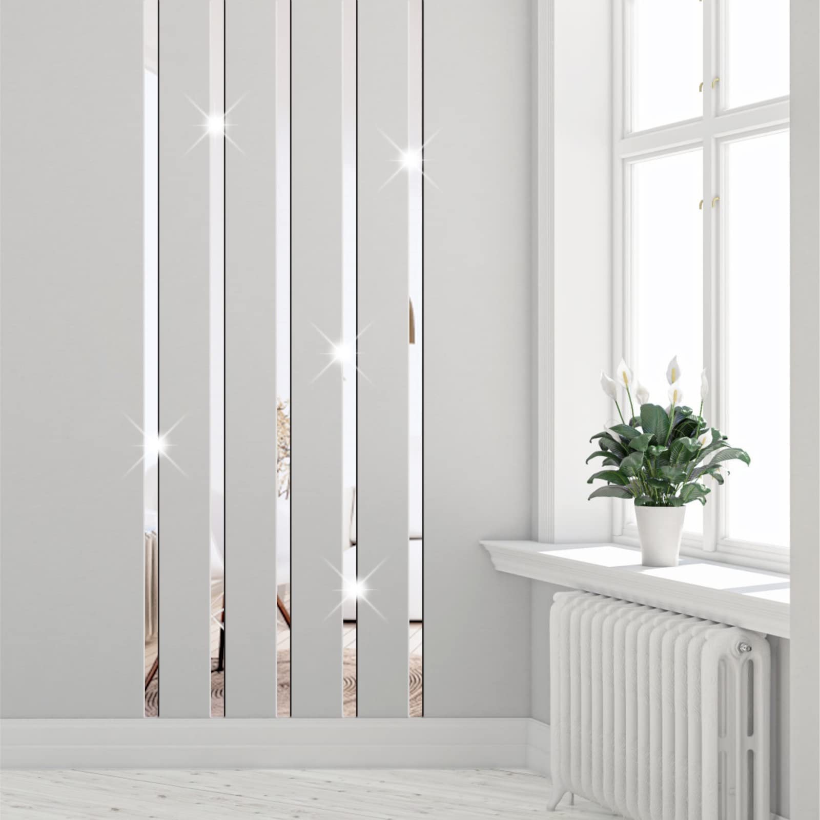 3D Striped Acrylic Mirror Wall Stickers - Peel & Stick Removable Geometric Mirror Decals for Living Room, Bedroom, Bathroom & Office Decor | Modern Wall Art for Home & Commercial Spaces