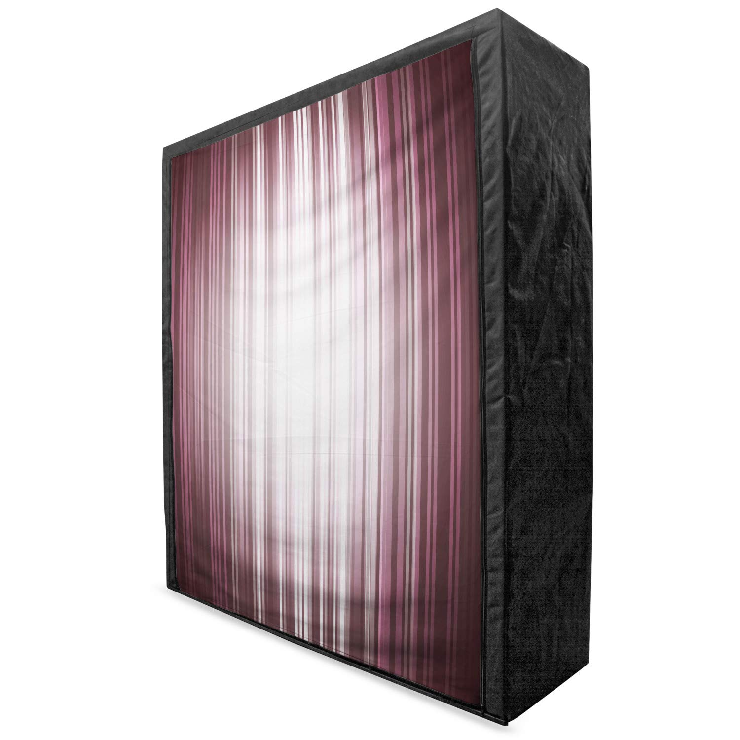 Ambesonne Purple Portable Fabric Wardrobe Closet Organizer with Shelves - 59 Inch Futuristic Digital Stripes & Abstract Design in Plum Mauve Grey - Perfect for Bedroom, Closet, Dorm Room & Small Space Storage Solutions
