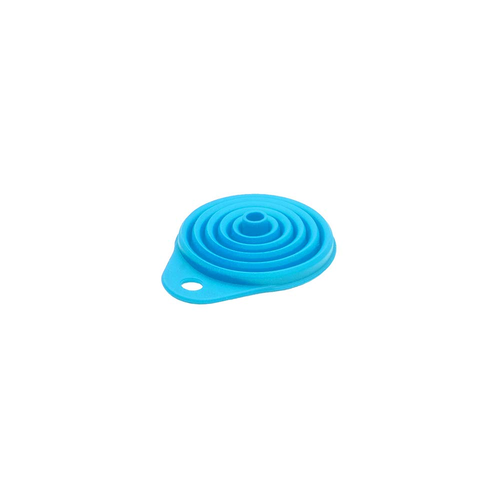 MOTO4U Universal Silicone Collapsible Fuel Funnel - Foldable Oil Funnel for Gas, Diesel & Liquids - Space Saving Blue Funnel for Car, Motorcycle, Boat & Home Use