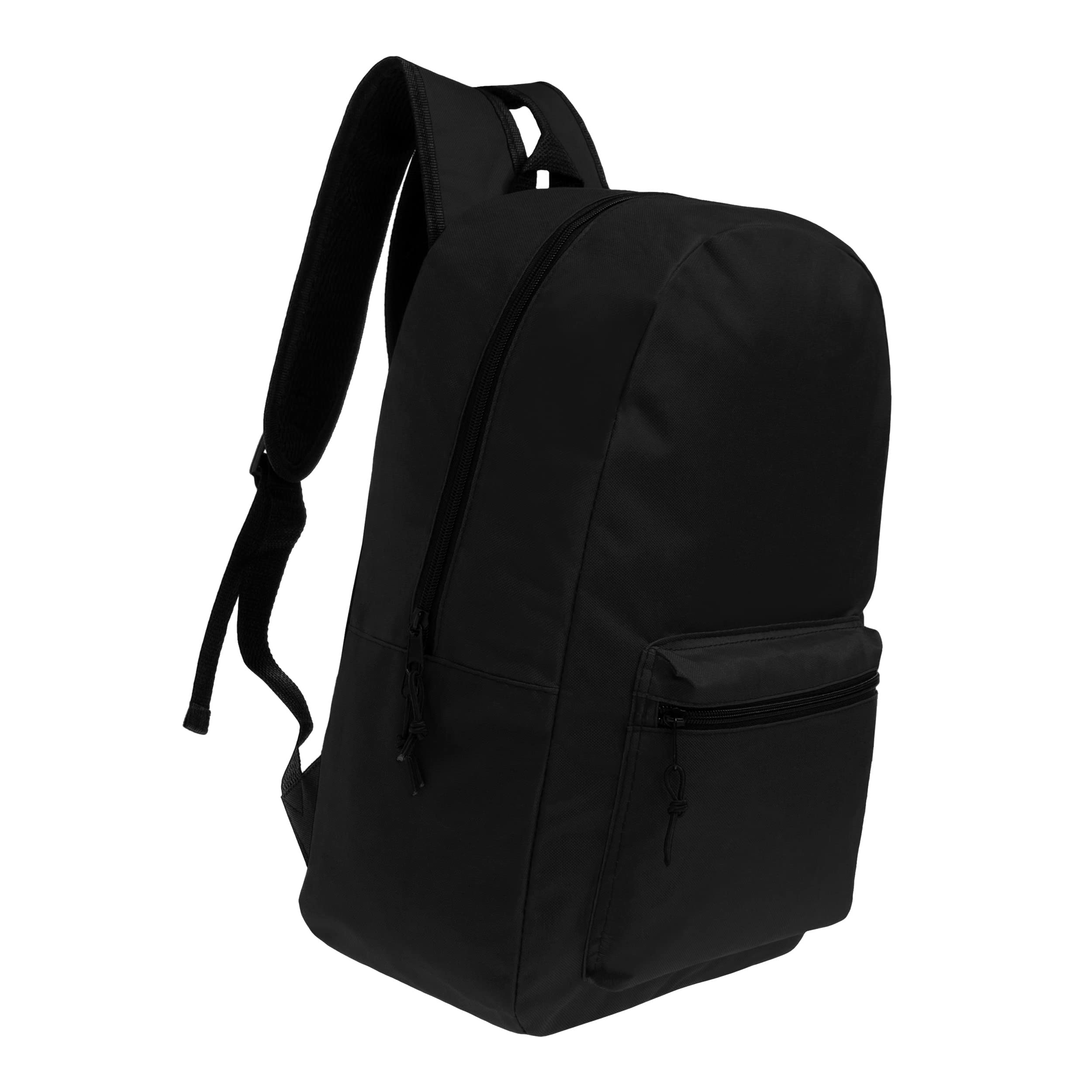 17 Inch Bulk Black Backpacks with 50-Piece Student Supplies Kit - Pens, Pencils, Crayons & More | Wholesale Case of 12 Value Bundle Packs for School, College & Office Use