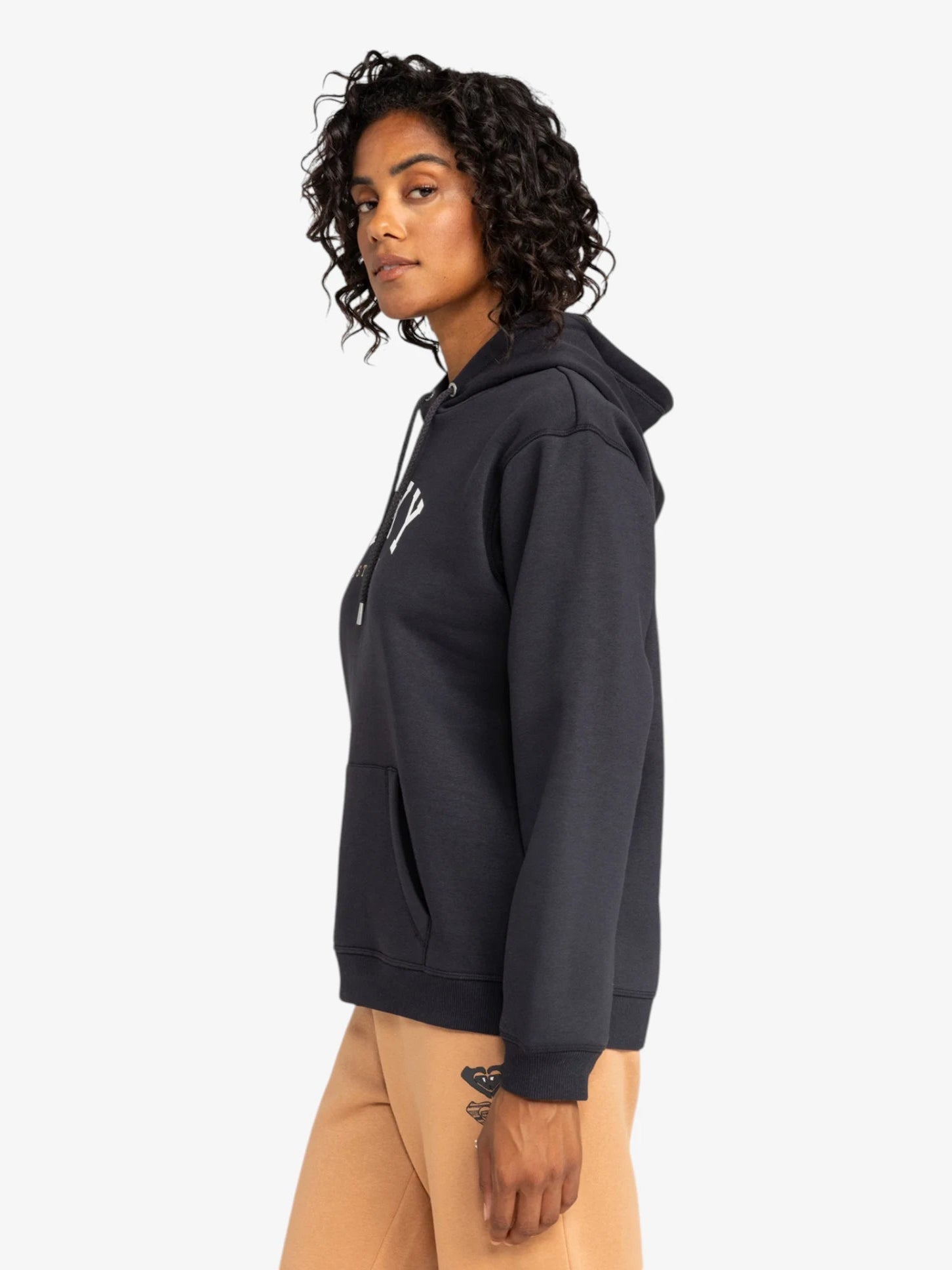 Roxy Surf Stoked Black Hoodie for Women - Cozy Fleece Pullover for Surfing, Beach & Casual Wear