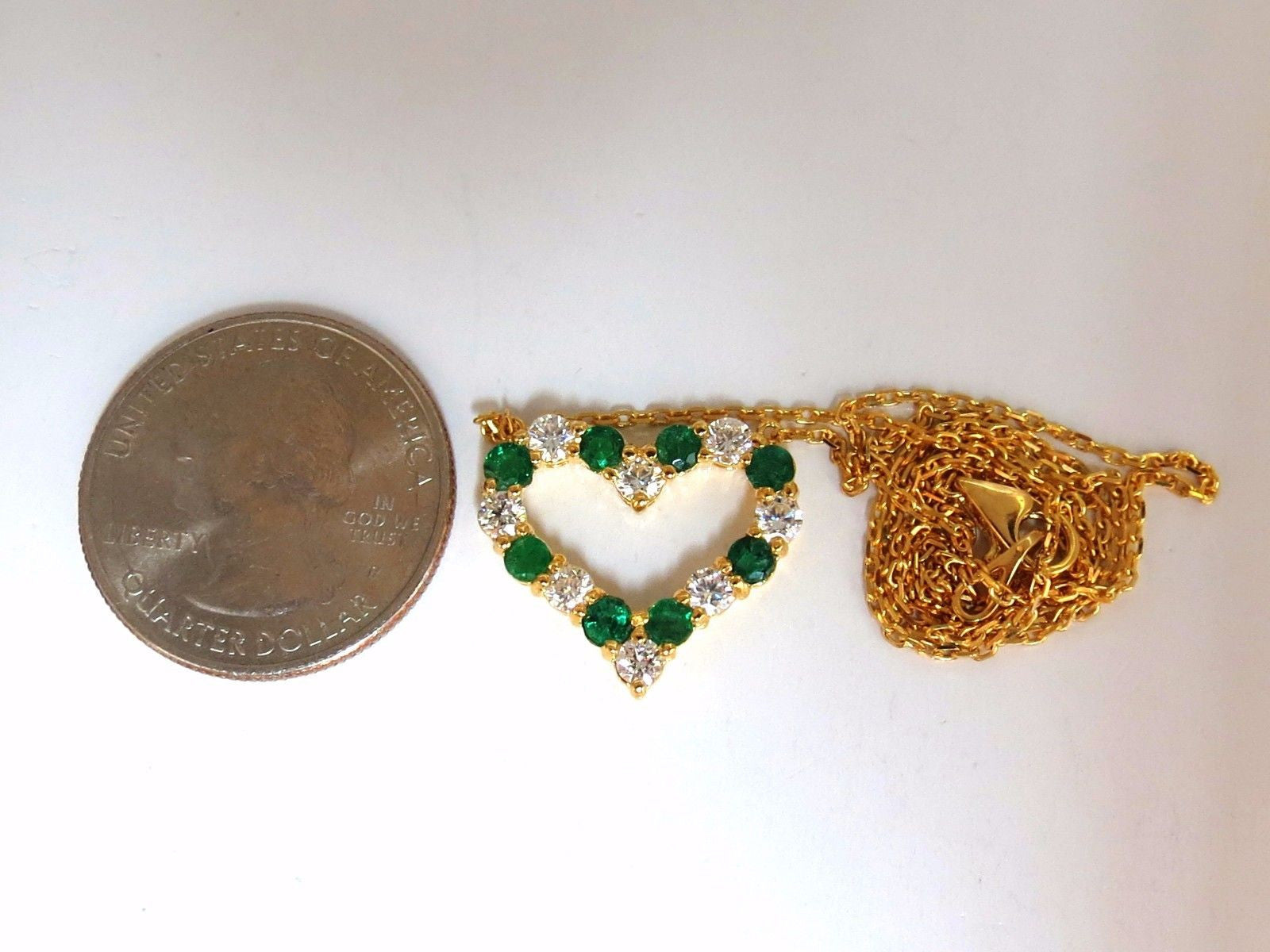 1.84ct Natural Emerald & Diamond 14K Gold Open Heart Pendant Necklace - Perfect for Anniversary Gifts & Romantic Occasions