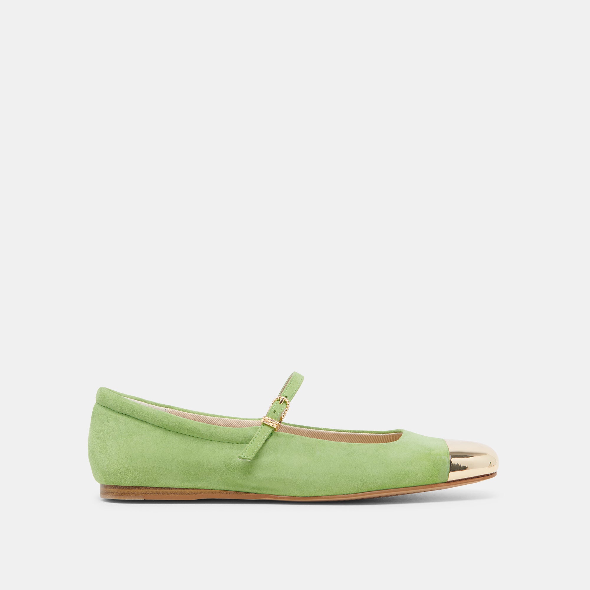 REYES Toe Cap Ballet Flats - Lime Suede Women's Shoes | Comfortable & Stylish for Work, Casual Wear & Dance