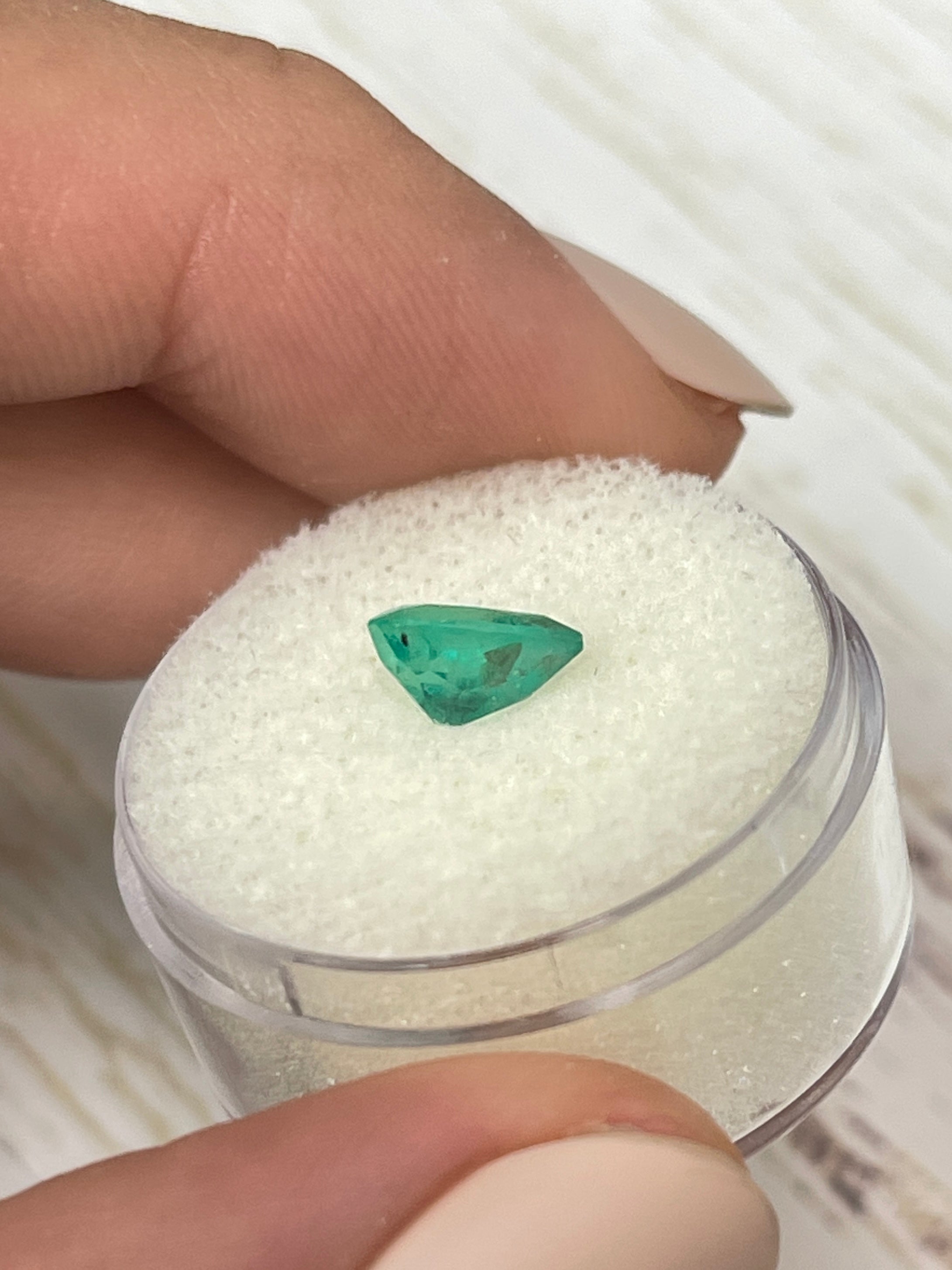 1.11 Carat Bluish Green Natural Loose Colombian Emerald Pear Cut Gemstone for Jewelry Making, Engagement Rings & Fine Collections