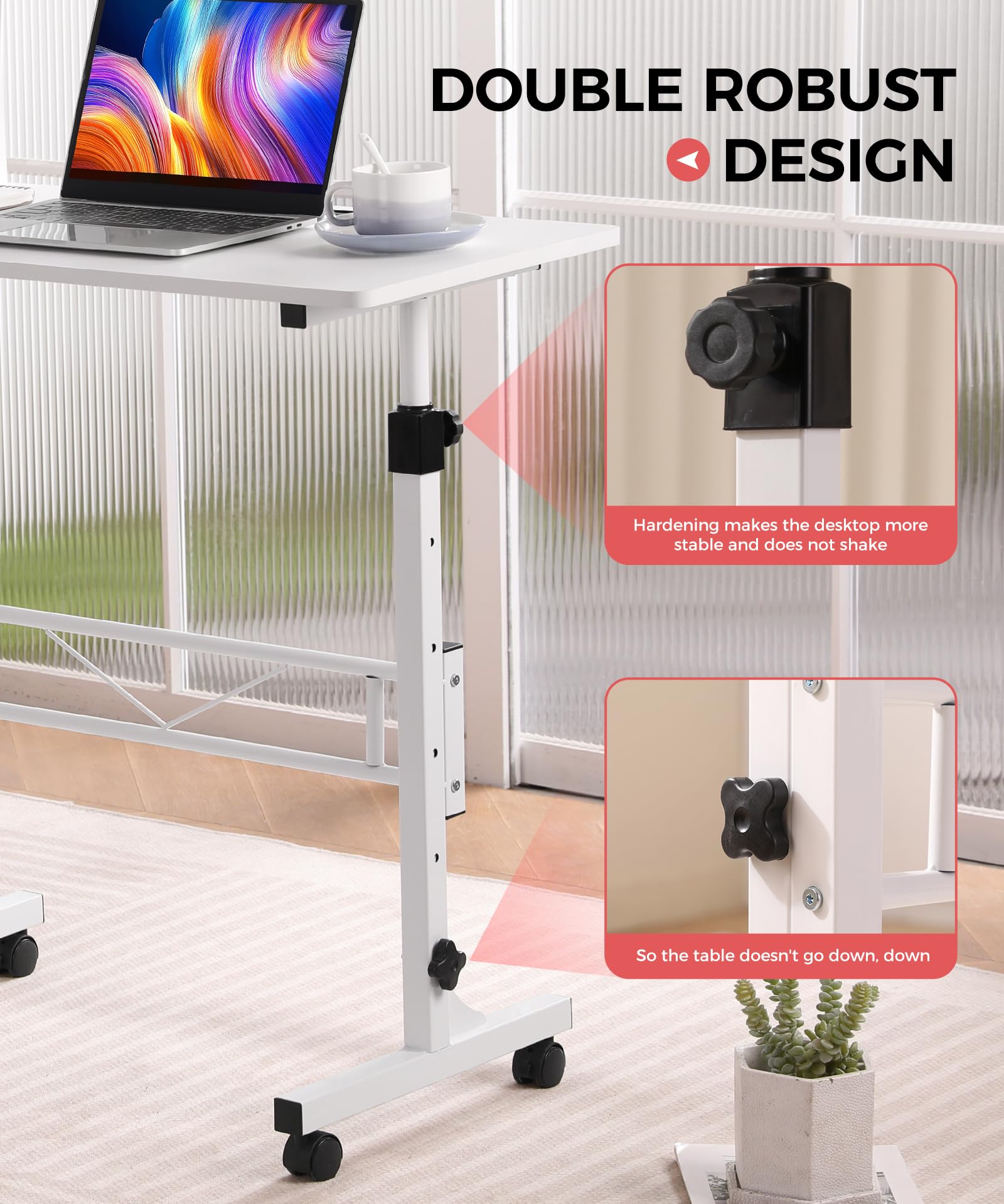 Adjustable Height Standing Desk with Wheels - 16