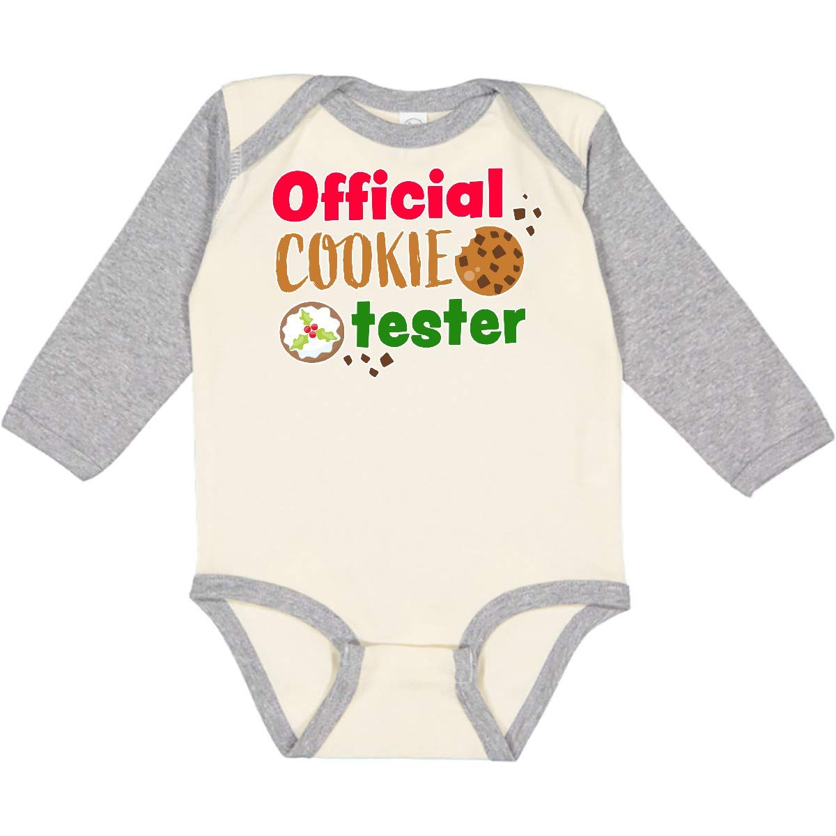 Inktastic Official Cookie Tester Christmas Cookies Long Sleeve Baby Bodysuit - Fun Holiday Outfit for Infants & Toddlers, Perfect for Christmas Parties & Family Photos