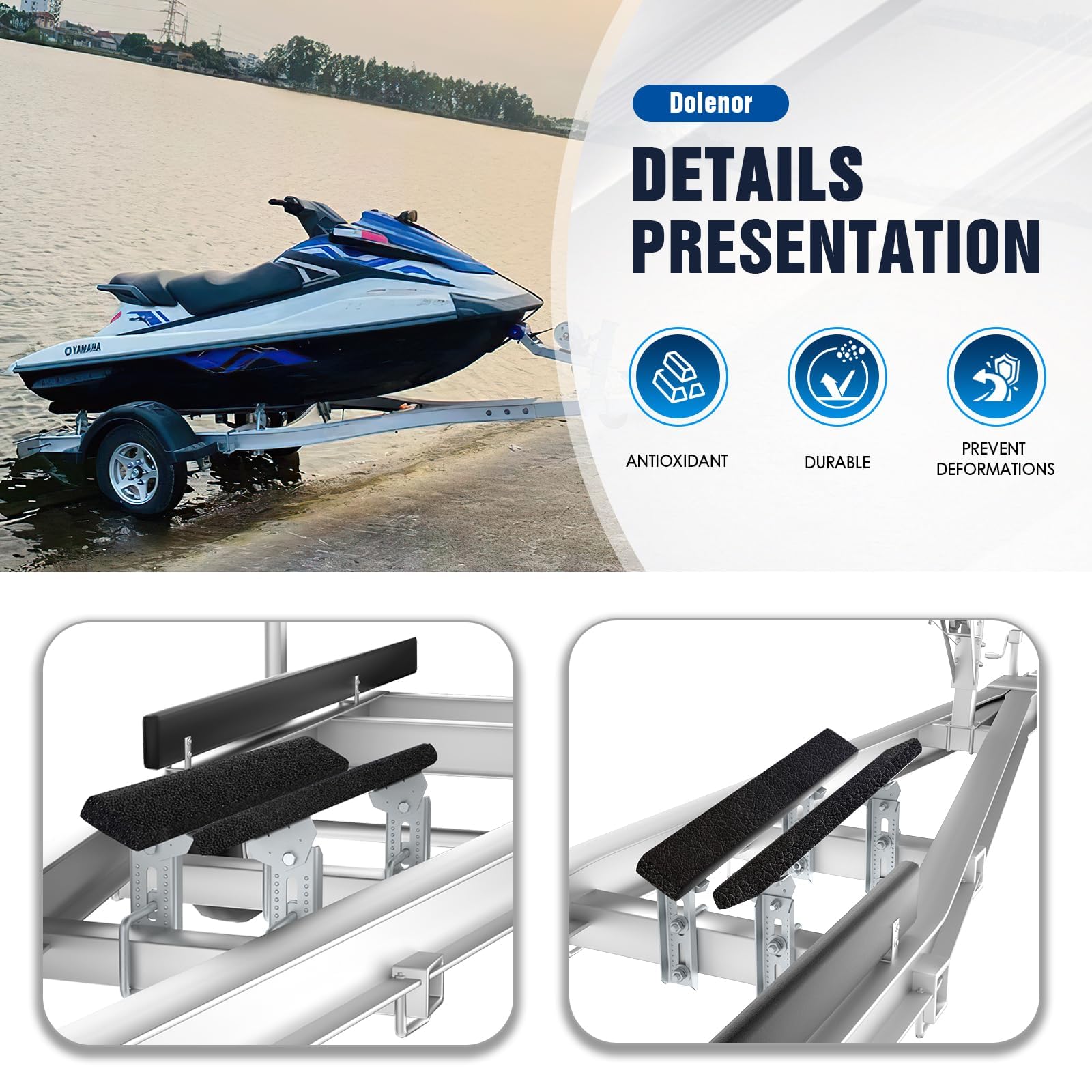 Galvanized Swivel Top Boat Trailer Bunk Bracket Kit with Hardware (4-Pack) - Heavy Duty Marine Grade Brackets for Boat Trailer Crossmembers - Perfect for Saltwater & Freshwater Boating, Dock Loading & Trailering