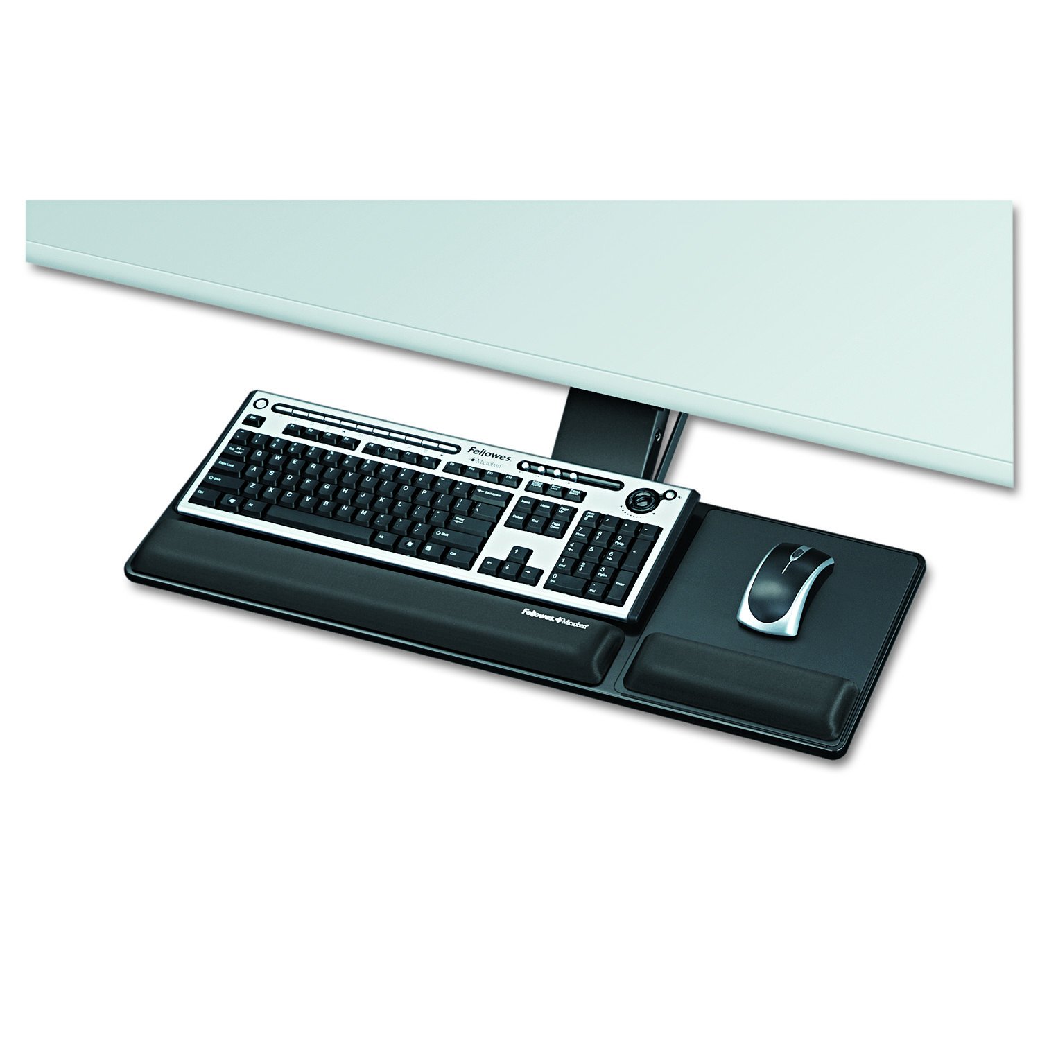 Fellowes 8017801 Compact Black Keyboard Tray - Ergonomic Under Desk Keyboard Slide for Office & Home Workspace - Space Saving Computer Accessory for Desktops & Workstations