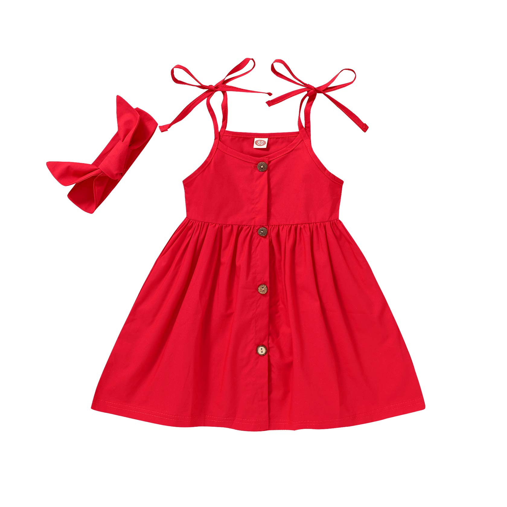 Happy Town Toddler Girls Summer Princess Sundress - Button Strap Dress for 1-6 Year Olds | Perfect for Beach, Party & Outdoor Play