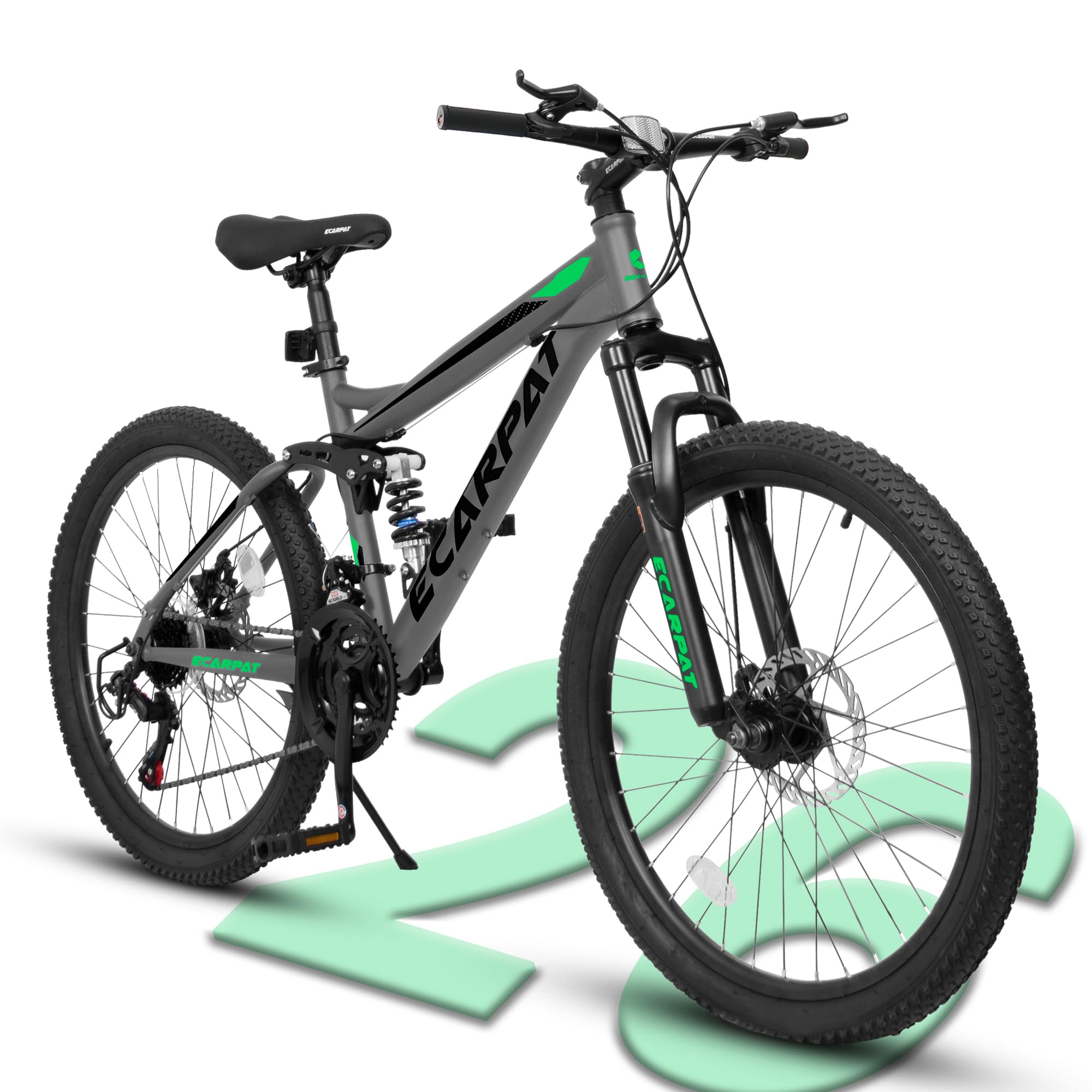 **24/26/27.5 Inch Dual Full Suspension Mountain Bike - 21-Speed Aluminum/Steel Frame for Men & Women - Perfect for Commuting, School, Work & Off-Road Adventures**