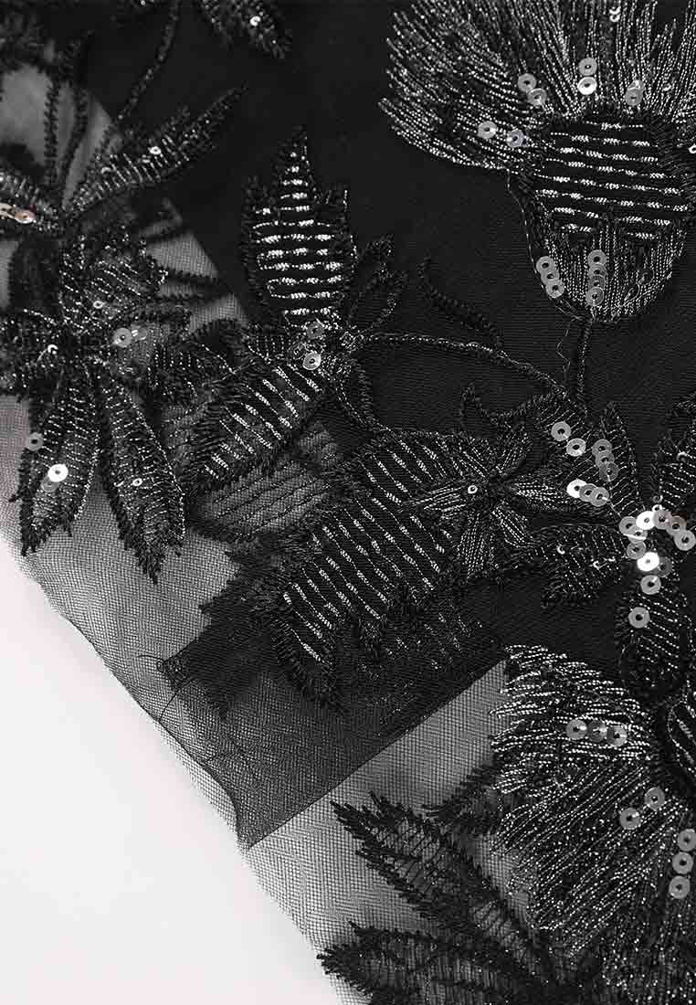 Elegant Black Sequin Embellished Long Sleeve Cocktail Dress for Women - Perfect for Evening Parties, Prom, and Special Occasions