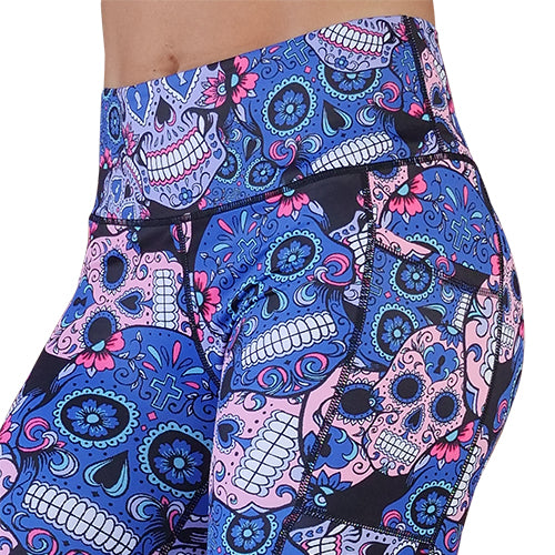 Stylish Cotton Candy Skull Print Leggings for Women - Trendy Halloween & Gothic Fashion Outfits