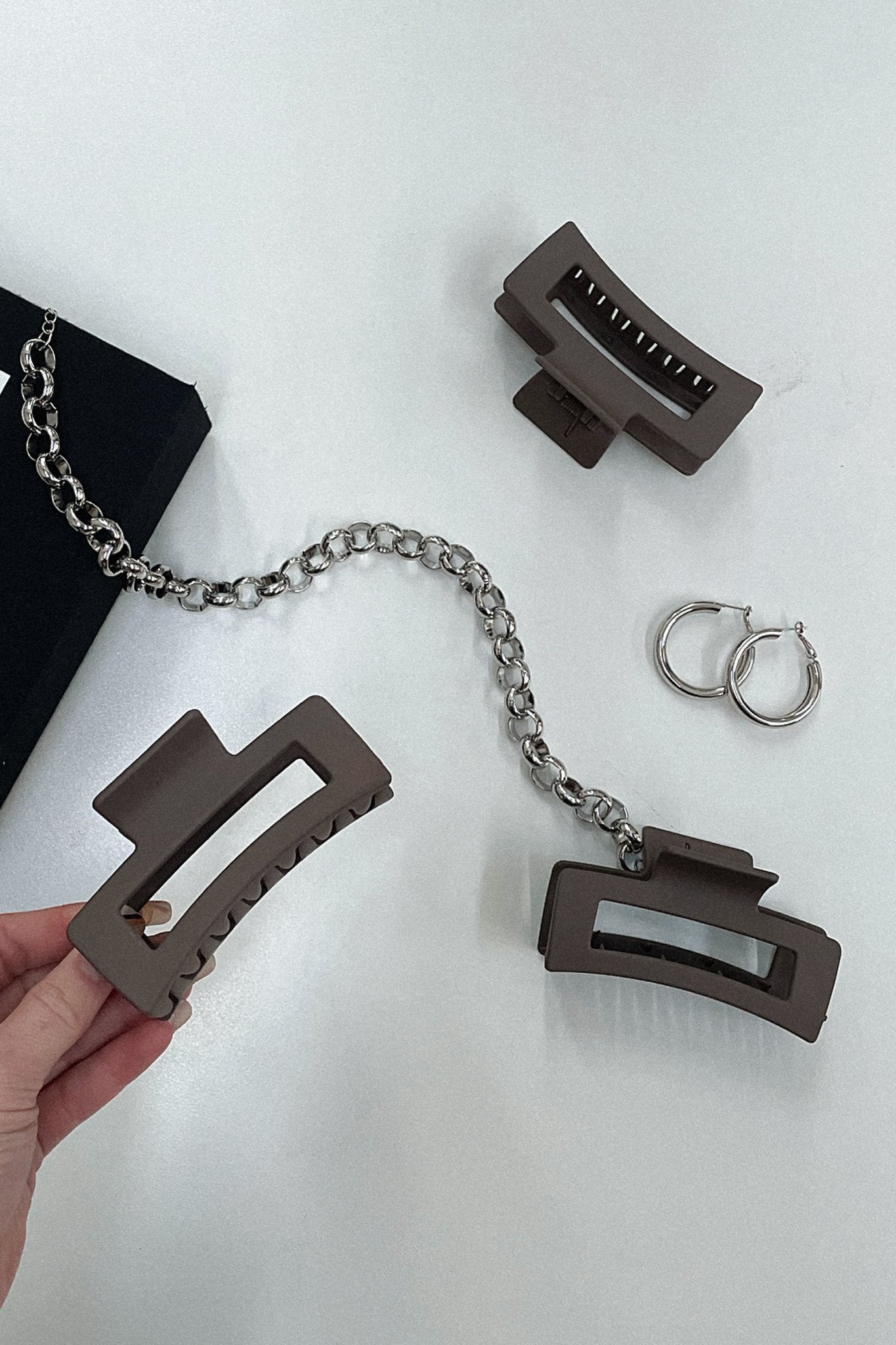 Mika Hair Claw Clip - Brown Hair Clips for Women, Strong Hold Hair Claw for Thick Hair, Perfect for Ponytails, Buns & Updos - Great for Work, Gym & Everyday Use
