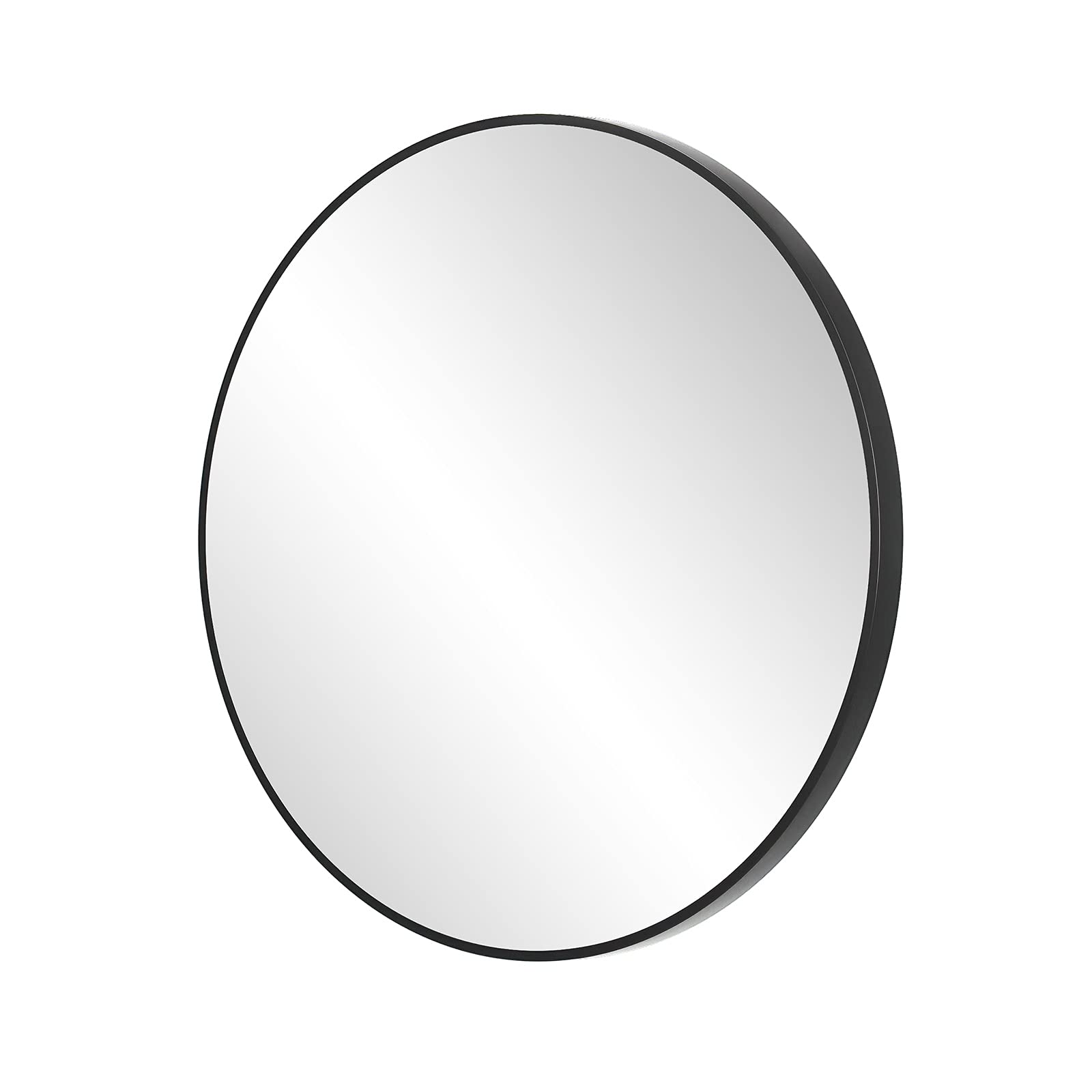 24 Inch Black Round Wall Mirror - Brushed Frame Bathroom Vanity Mirror for Makeup, Dressing Room & Home Decor