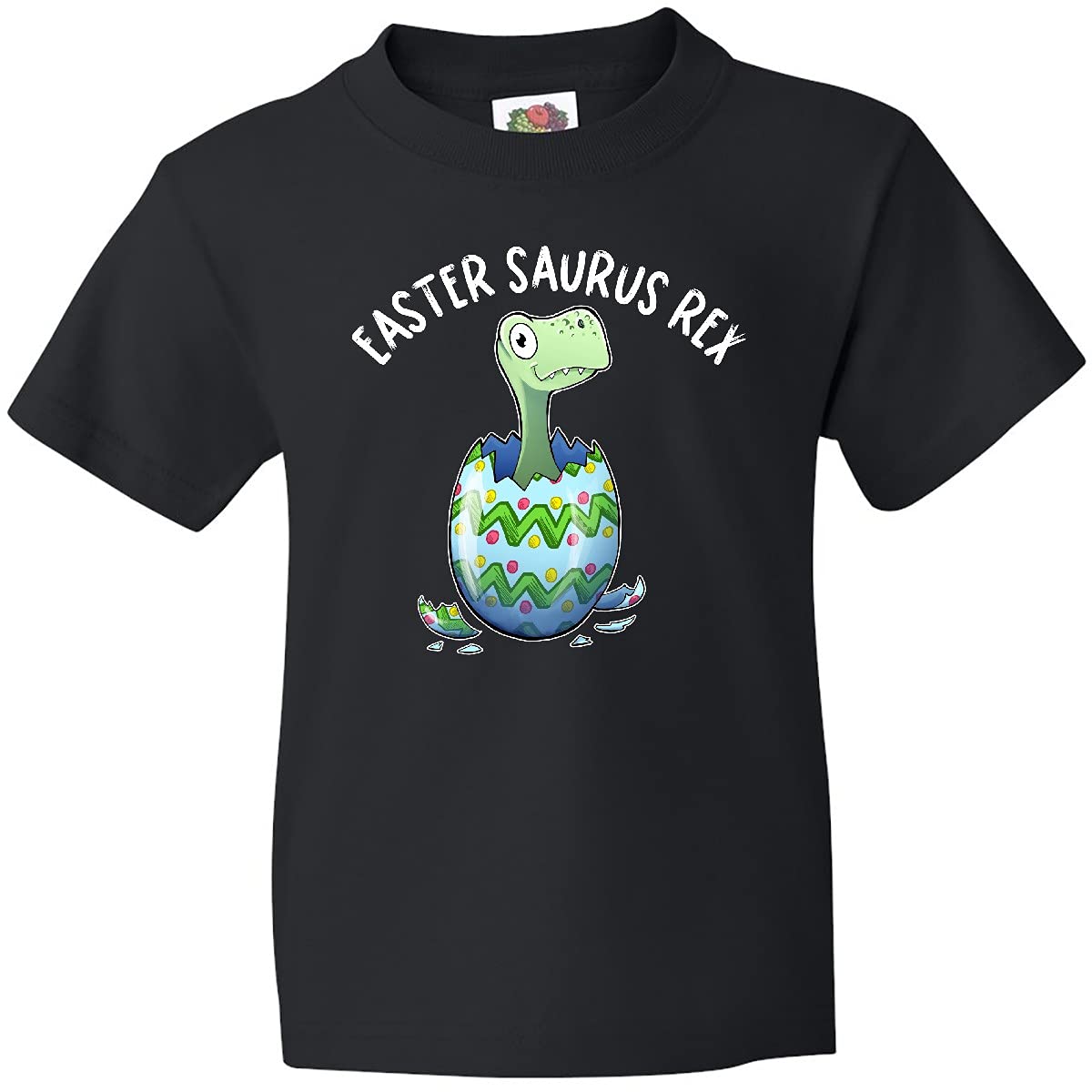 Inktastic Easter Saurus Rex Dinosaur Hatching Easter Egg Youth T-Shirt - Cute Dino Graphic Tee for Kids Easter Outfits & Holiday Celebrations