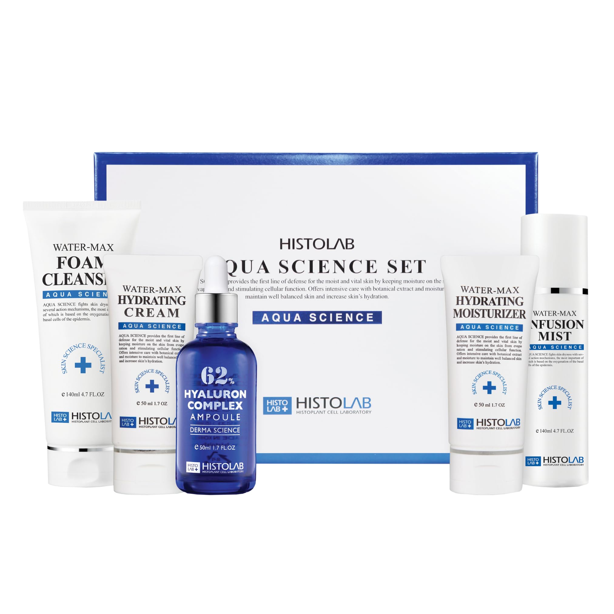 HISTOLAB Aqua Science Skincare Gift Set - 5-Piece Hydrating Kit for Dry Skin | Moisturizing Face & Body Care | Perfect for Daily Use & Spa Days
